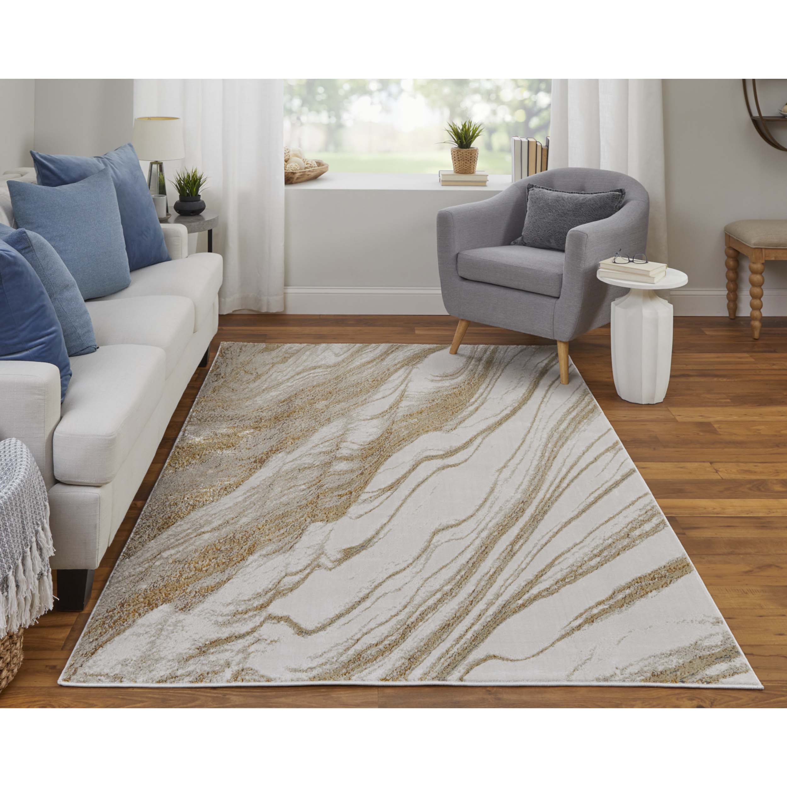 Feizy Rug Aura 39LLF, Ivory/Gold - Image 5