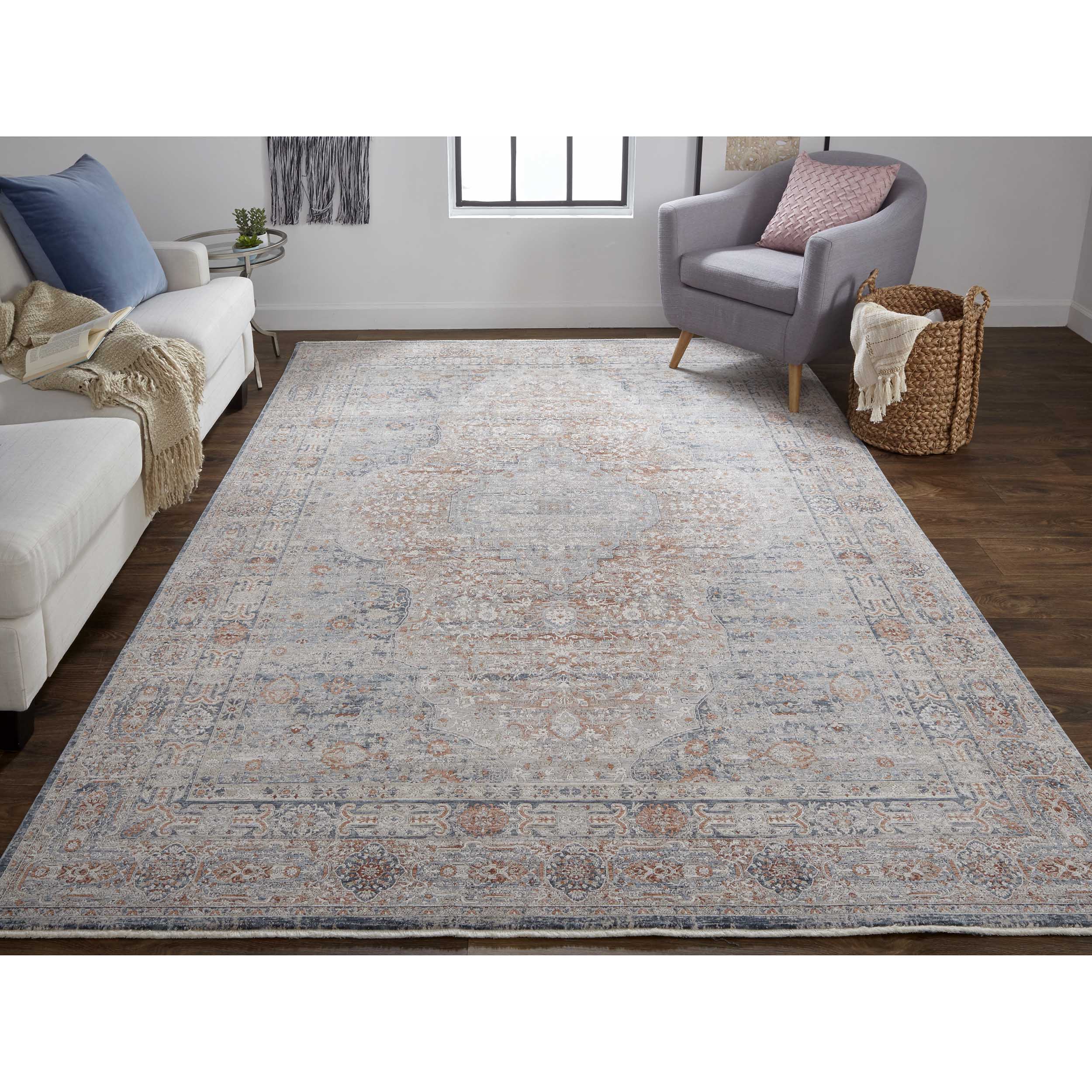 Feizy Rug Marquette 3778F, Rust/Blue - Image 3