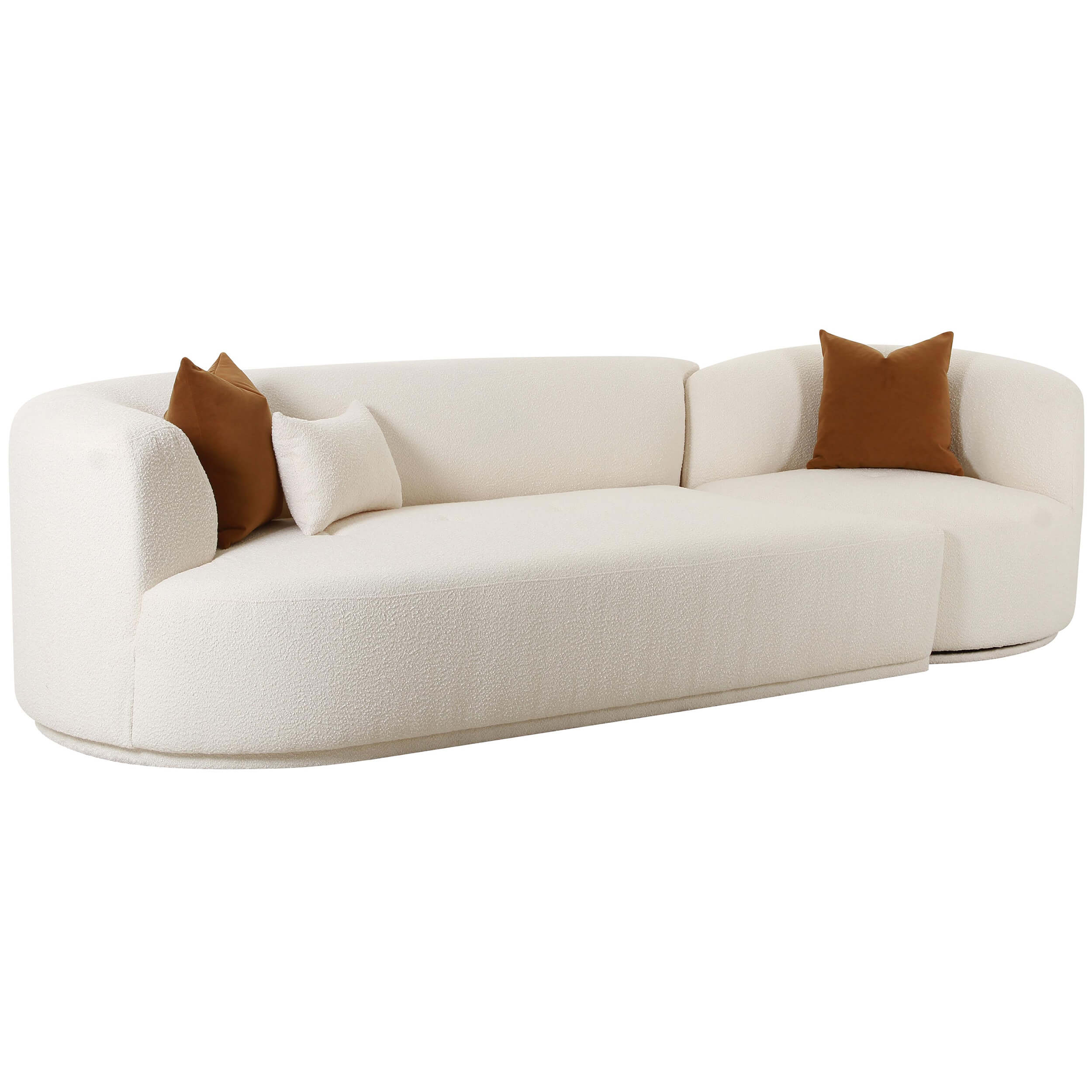Fickle Boucle 2 Piece Modular LAF Sofa, Cream - Image 2