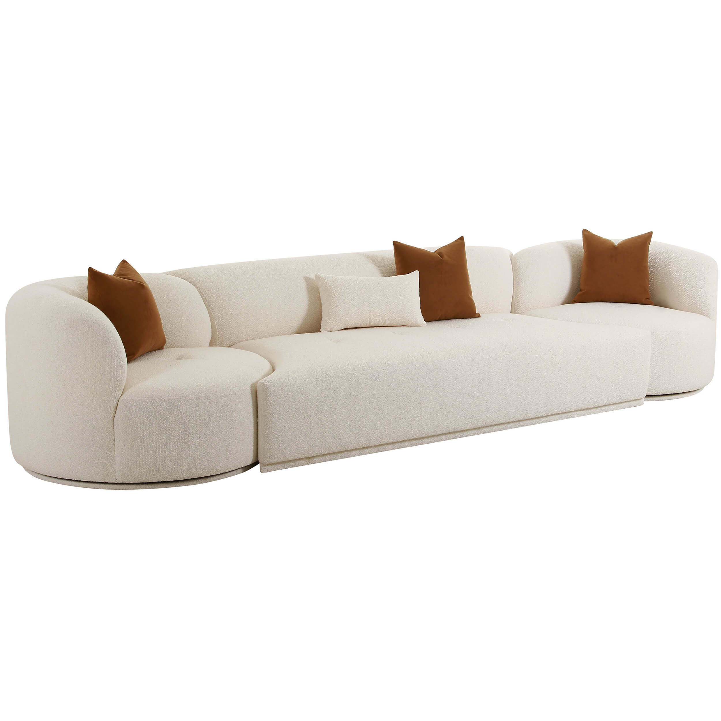 Fickle Boucle 3 Piece Modular Sofa, Cream - Image 2