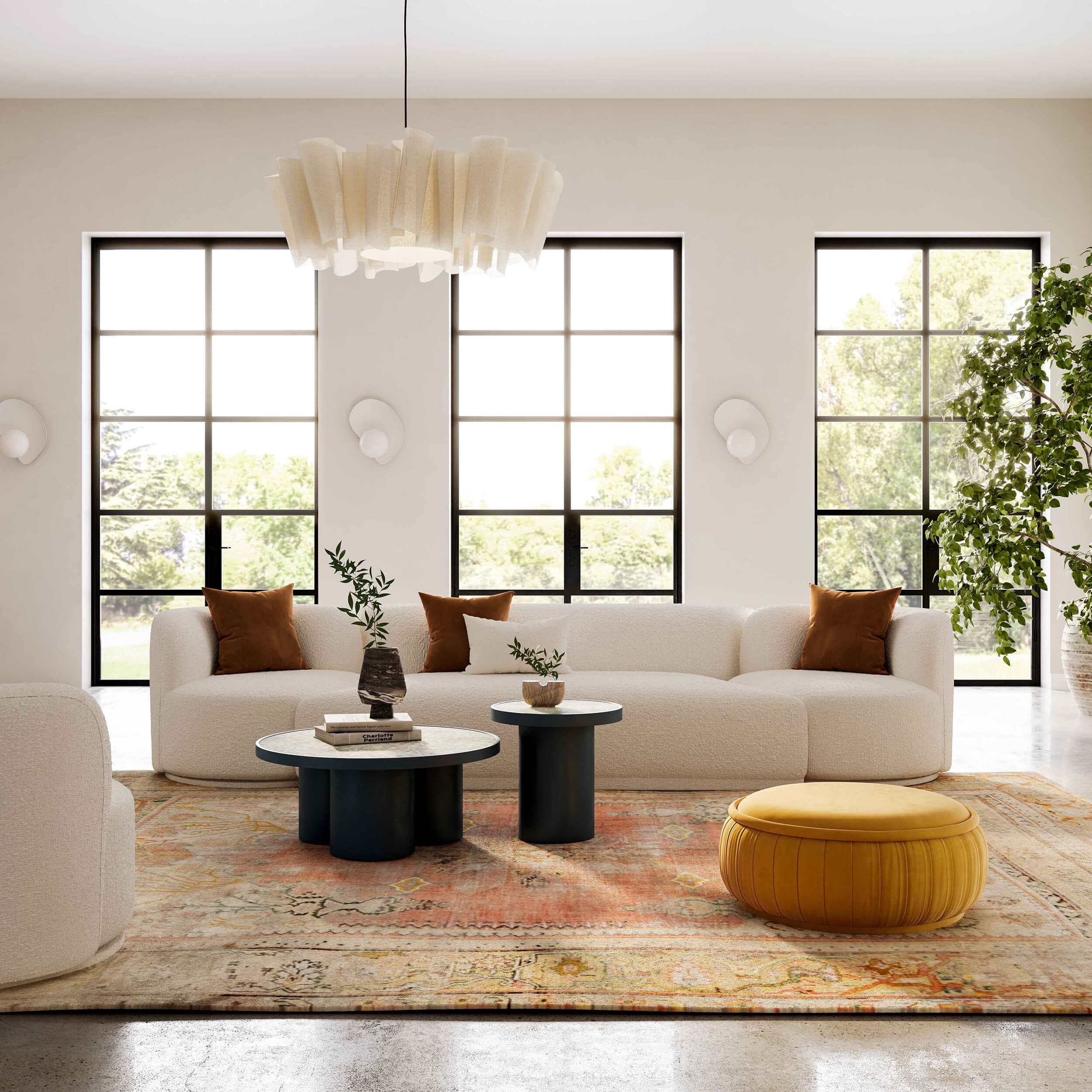 Fickle Boucle 3 Piece Modular Sofa, Cream - Image 5
