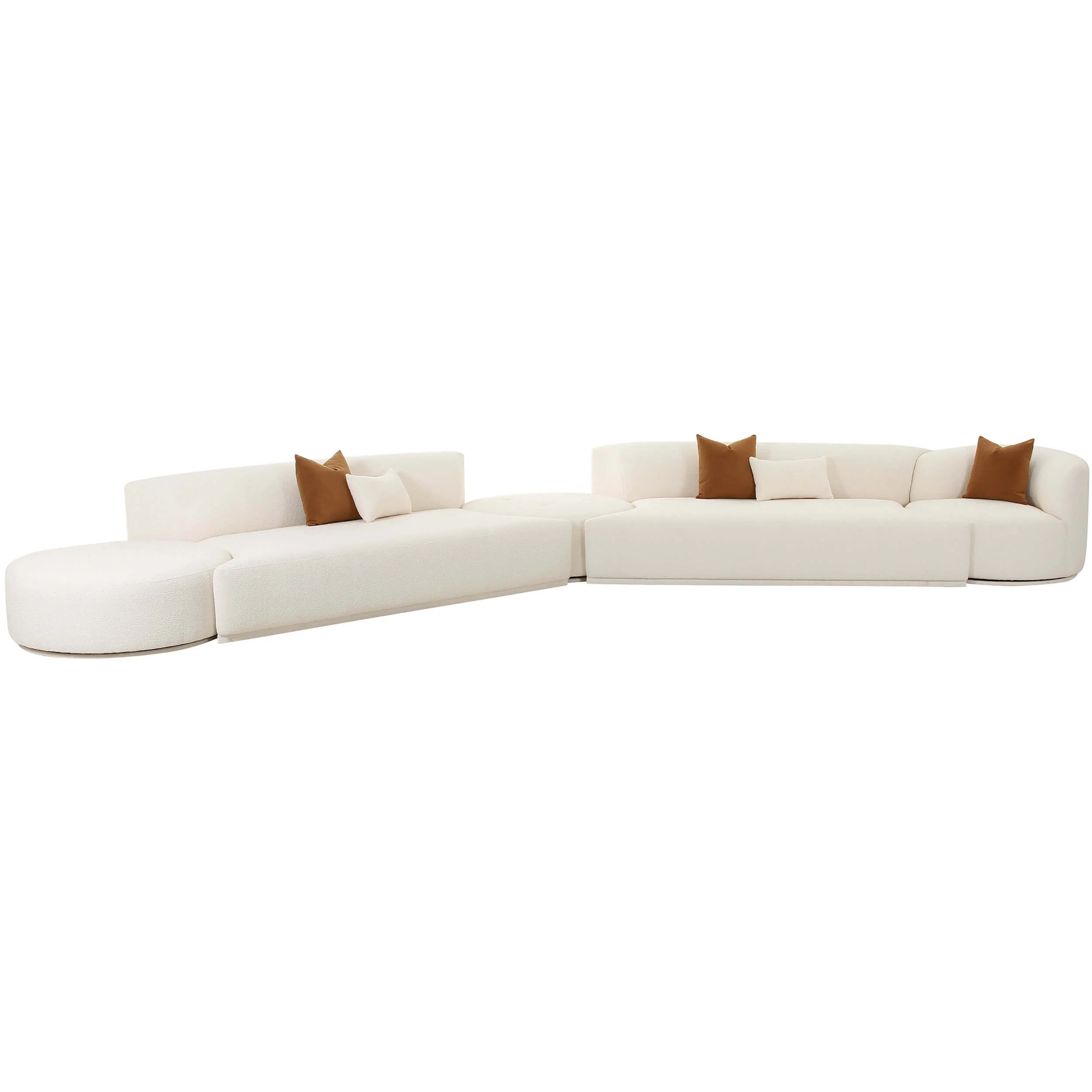Fickle Boucle 5 Piece Modular Chaise Sectional, Cream - Image 2
