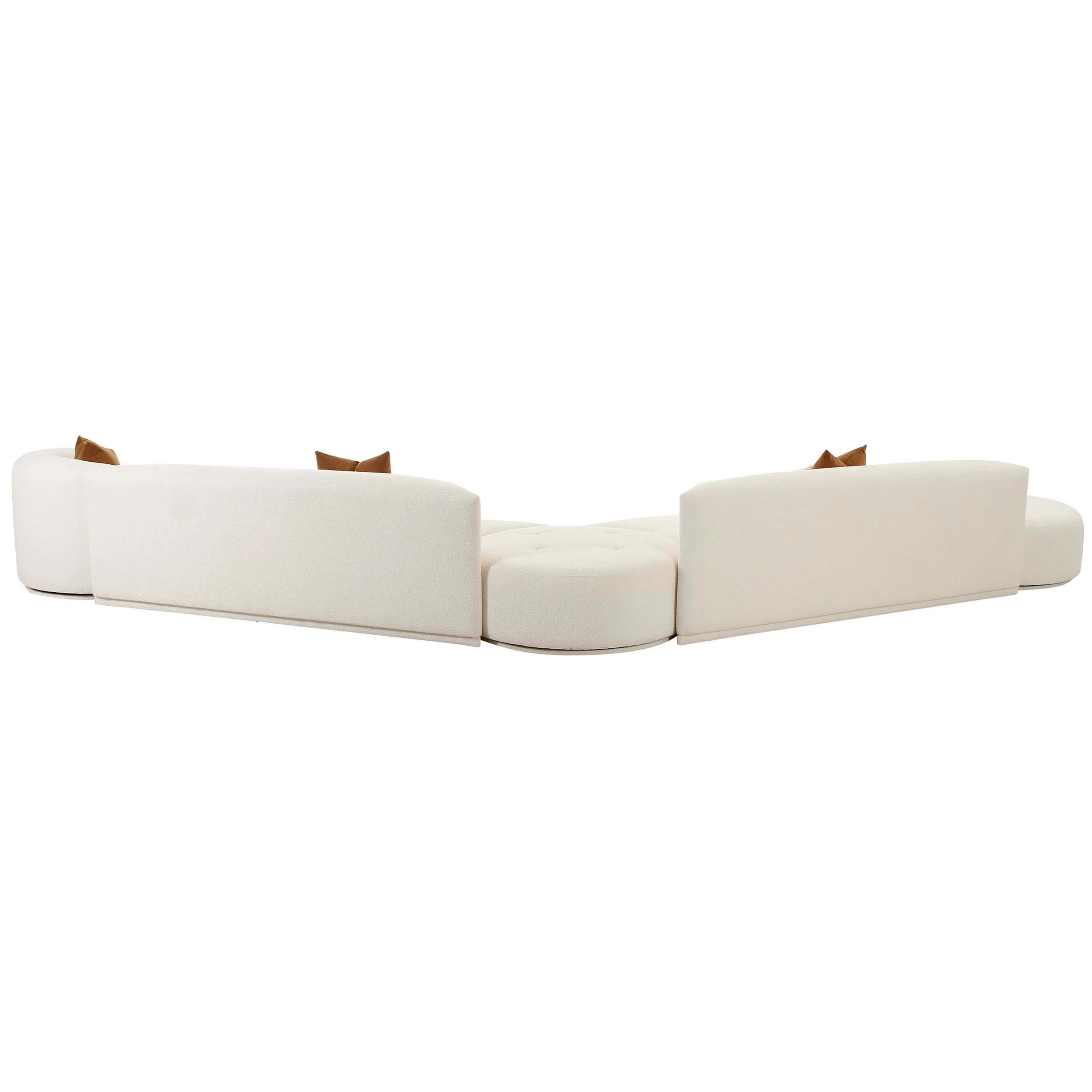 Fickle Boucle 5 Piece Modular Chaise Sectional, Cream - Image 3