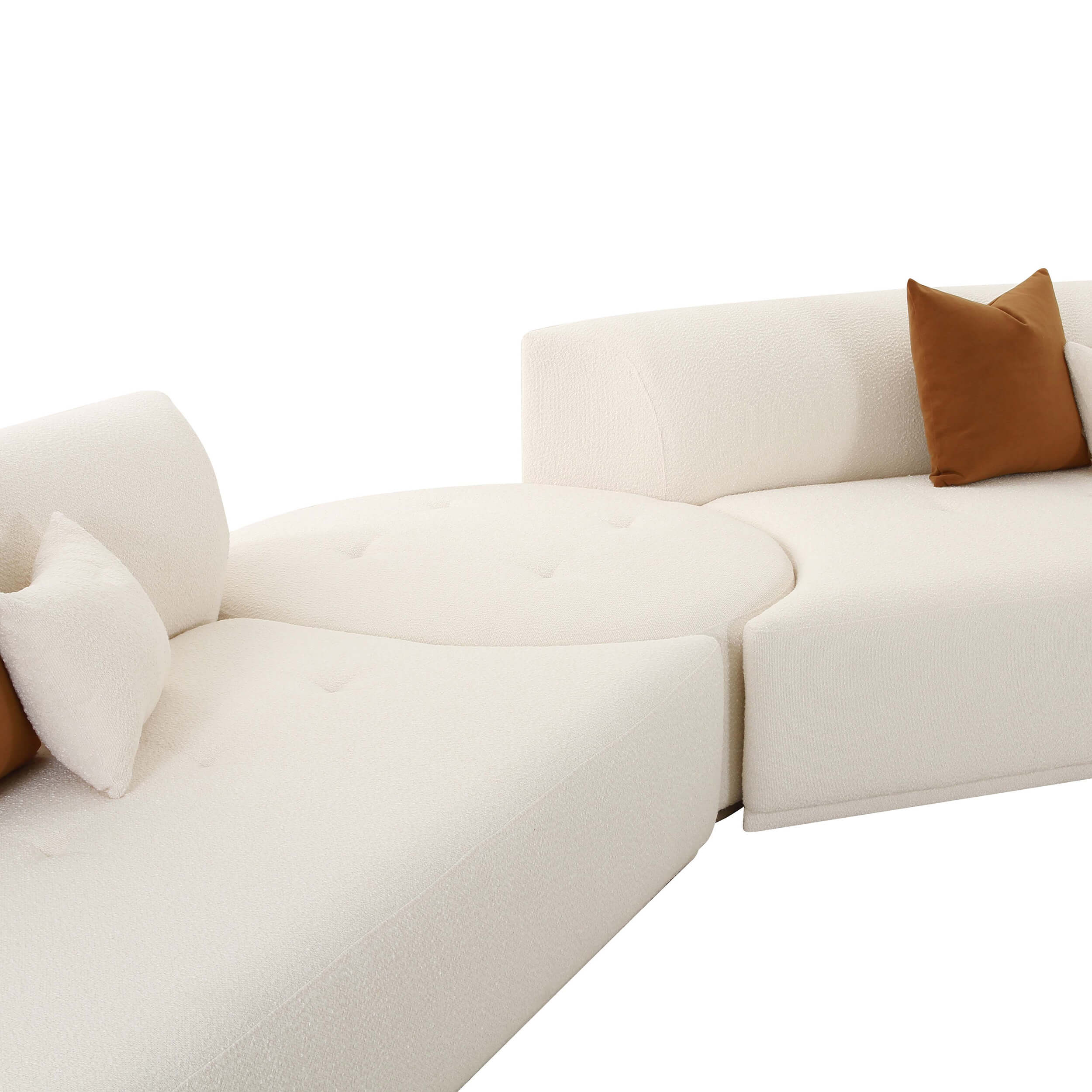 Fickle Boucle 5 Piece Modular Chaise Sectional, Cream - Image 4