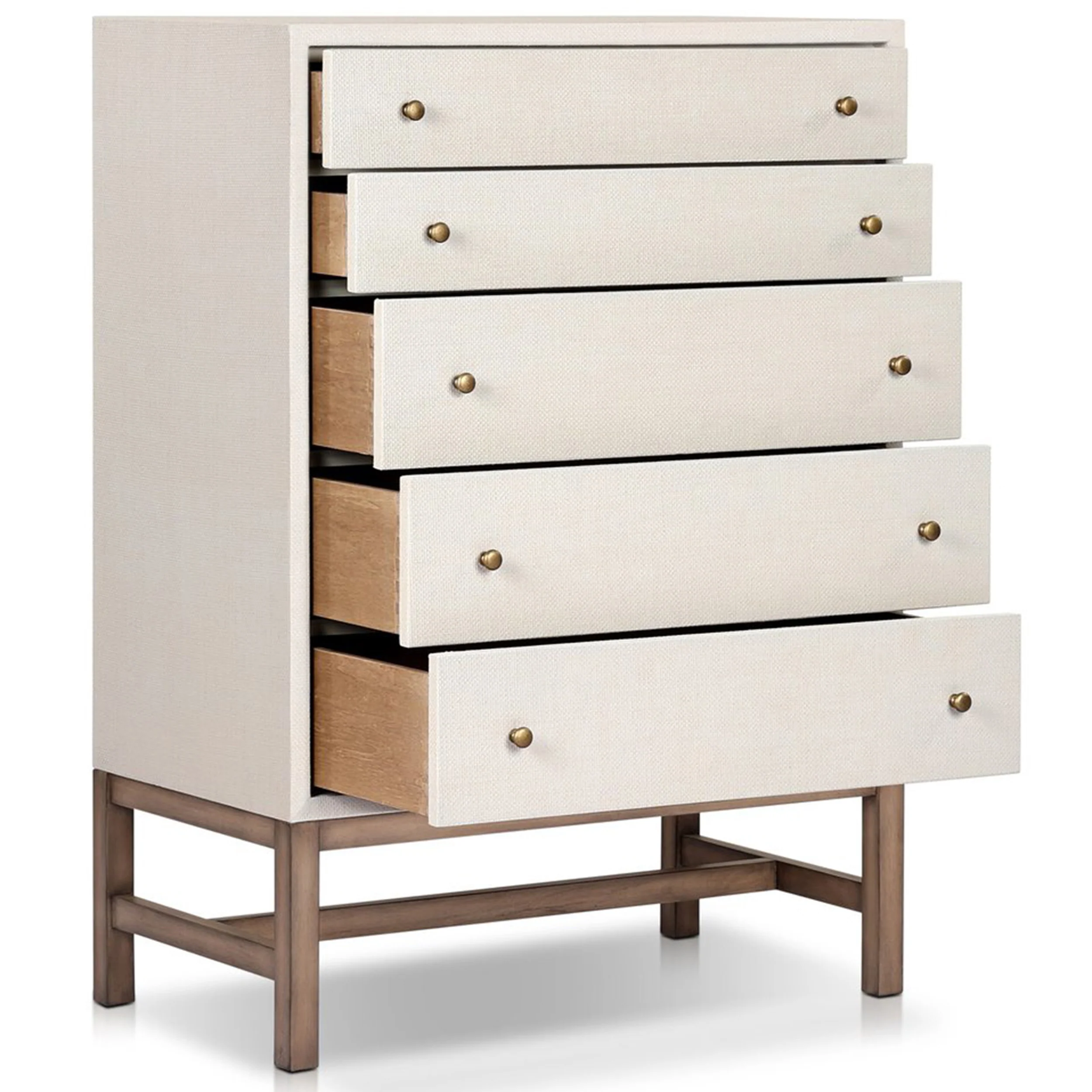 Fiona Tall Dresser, Ivory Painted Raffia by Four Hands - Image 4