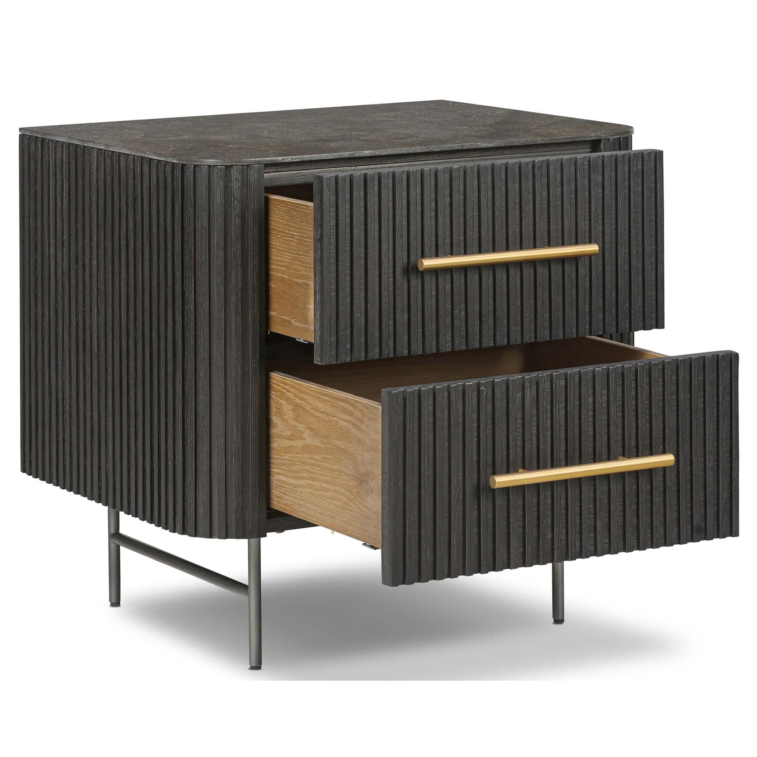 Fletcher Nightstand, Distressed Black by Four Hands - Image 5