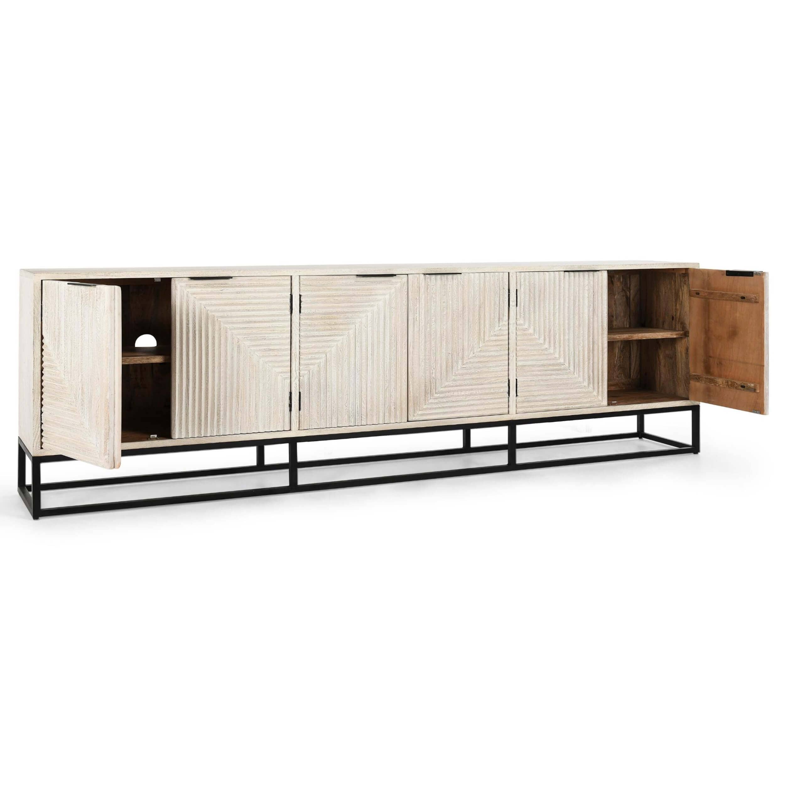 Flint 6 Door Cabinet, Coastal White - Image 5