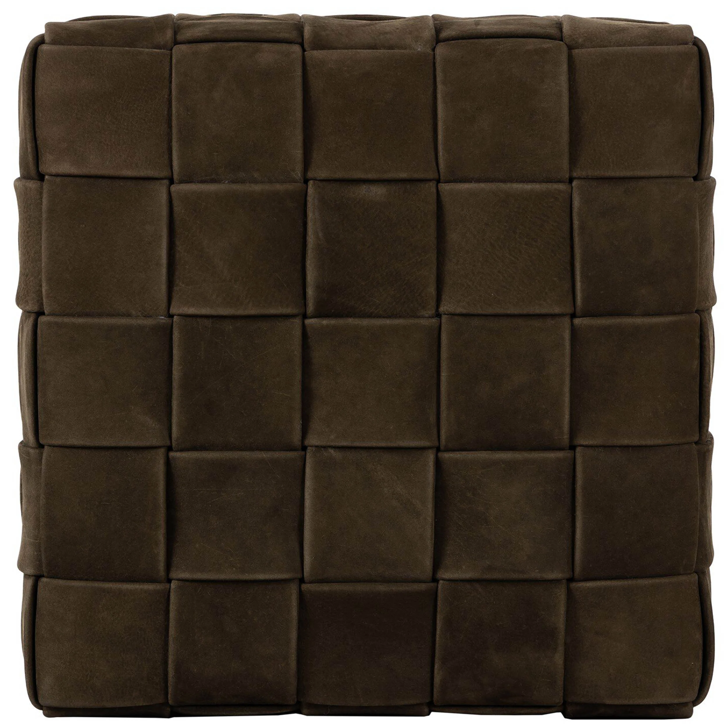 Flores Leather Ottoman, Nubuck Olive by Four Hands - Image 3