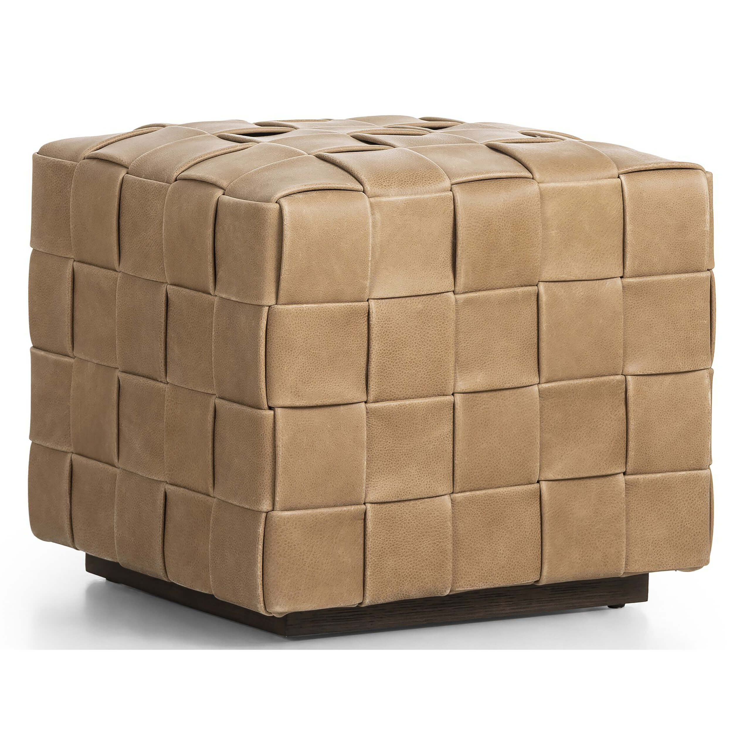 Flores Leather Ottoman, Palermo Drift