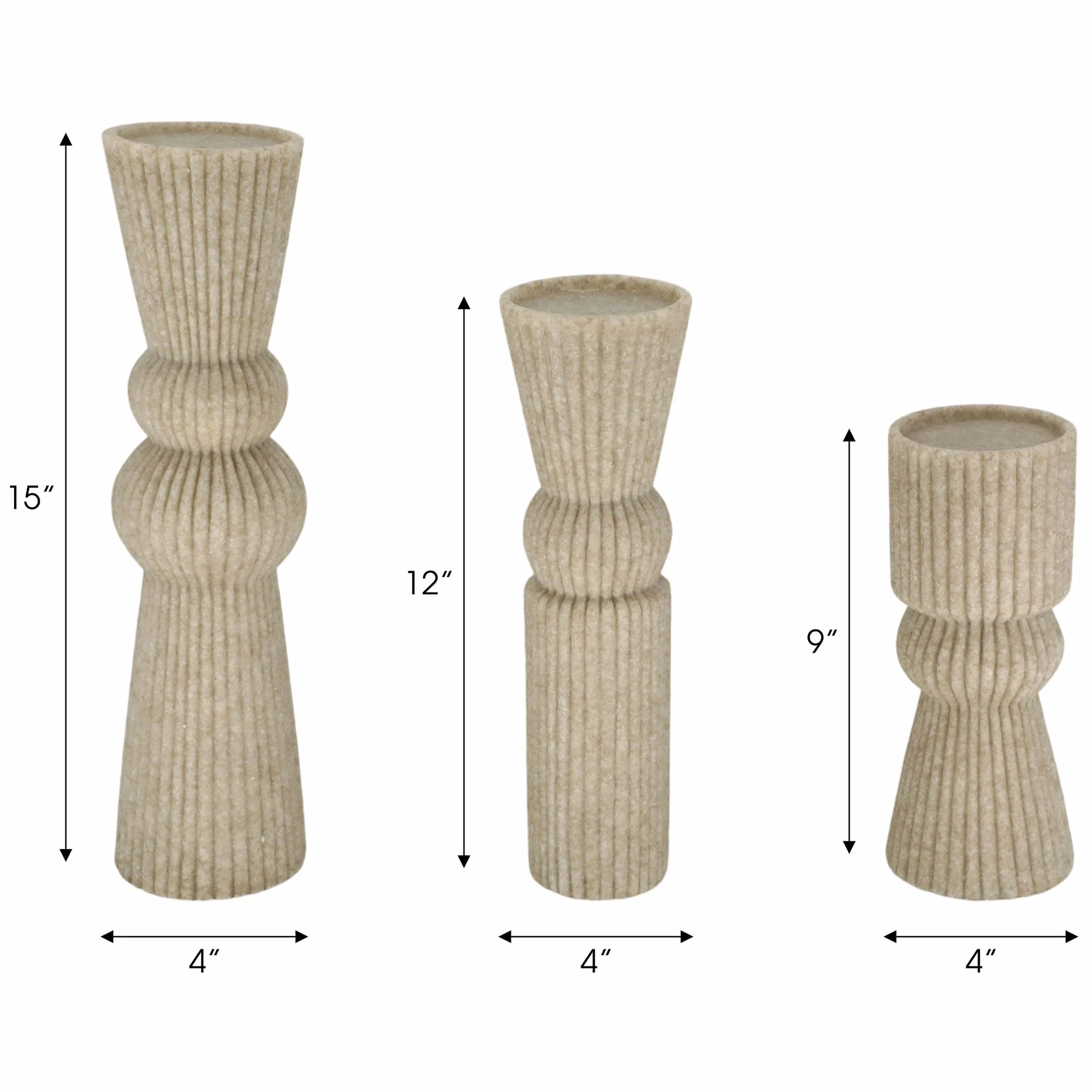 Flowood Candlesticks, Brown, Set of 3 - Image 4