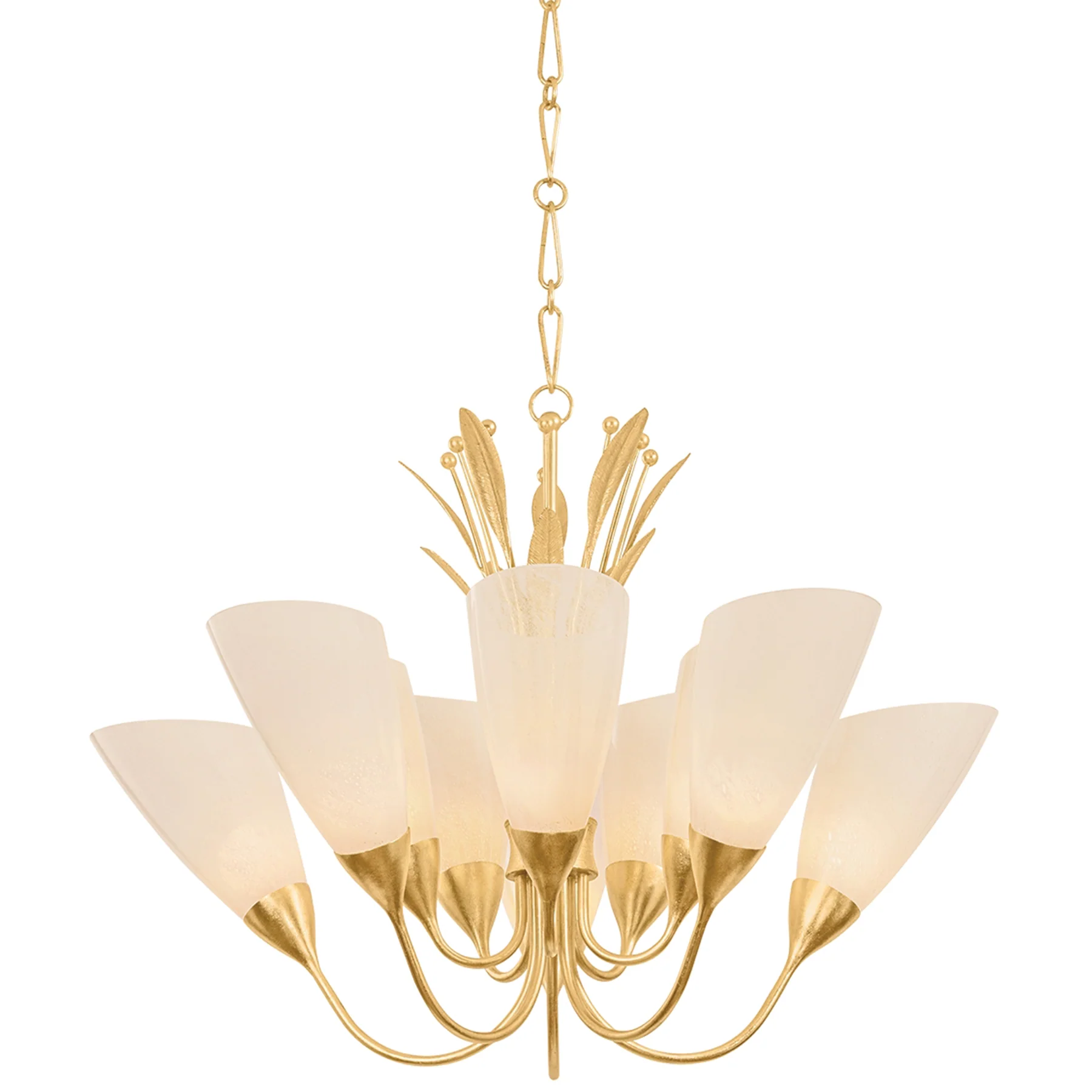 Forest Glen 10 Light Chandelier, Vintage Gold Leaf