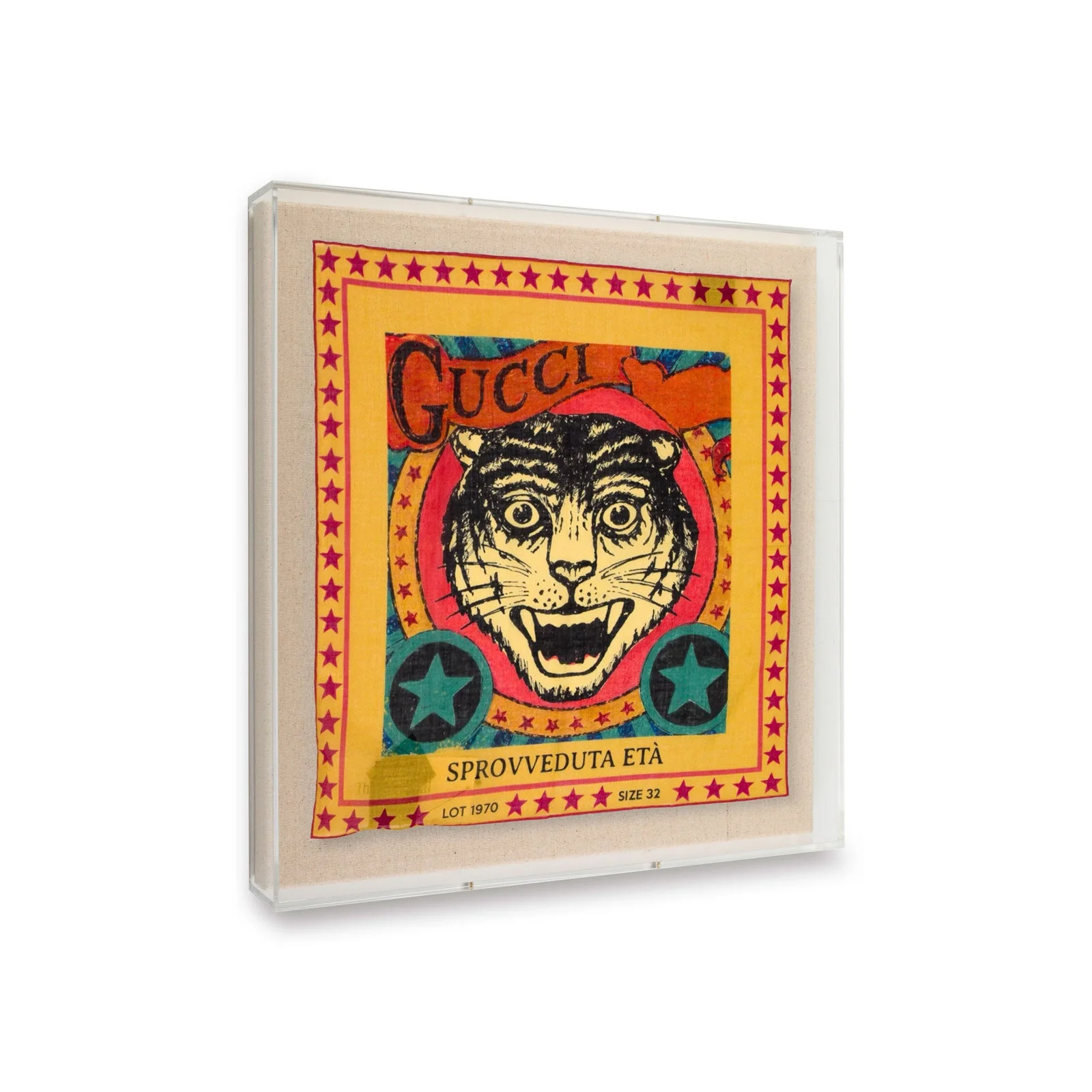 Framed Gucci Sprovveduta Età Scarf in a 20x20x2 Shadowbox - Image 2