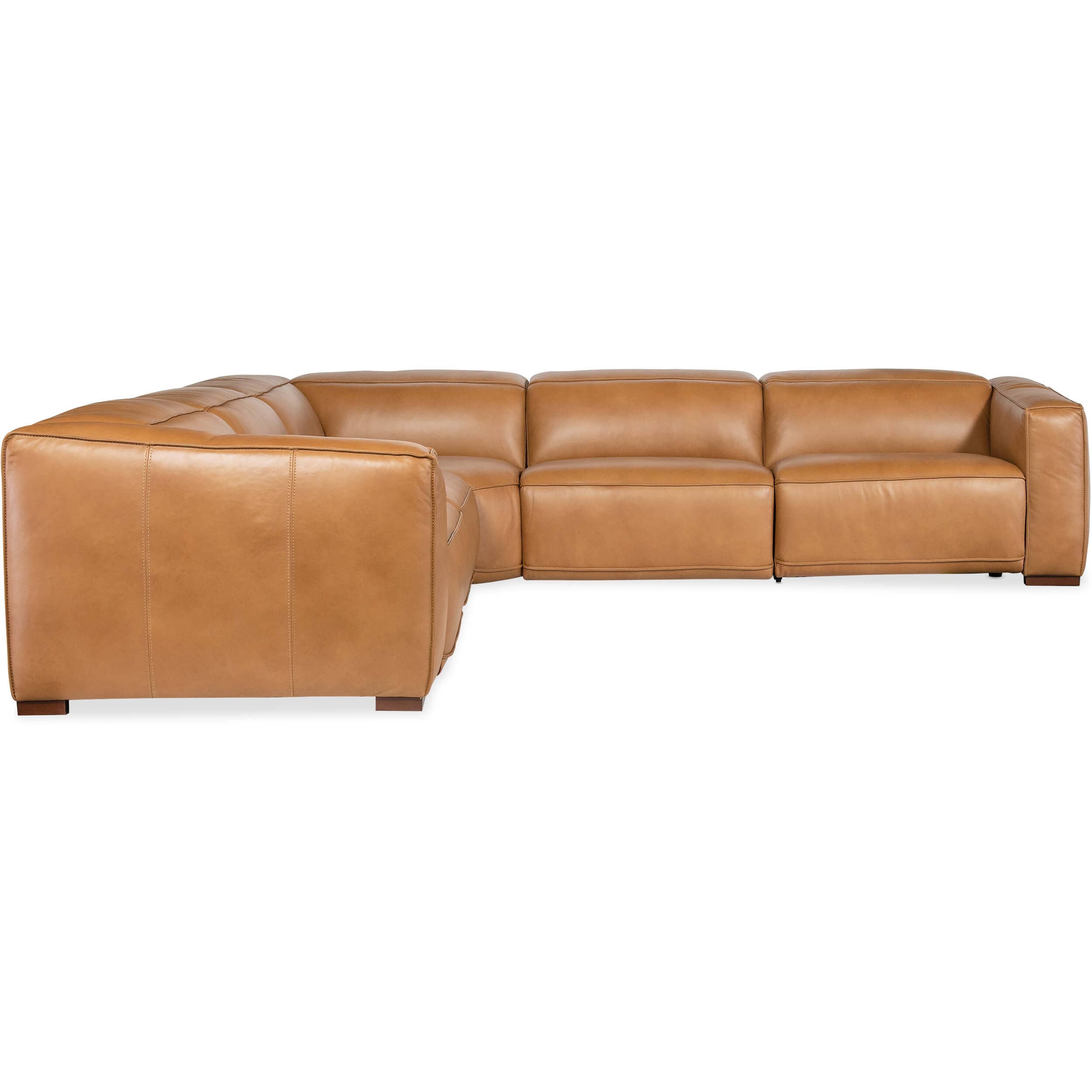 Fresco 5 Seat Power Leather Sectional, Zen Caramel - Image 2
