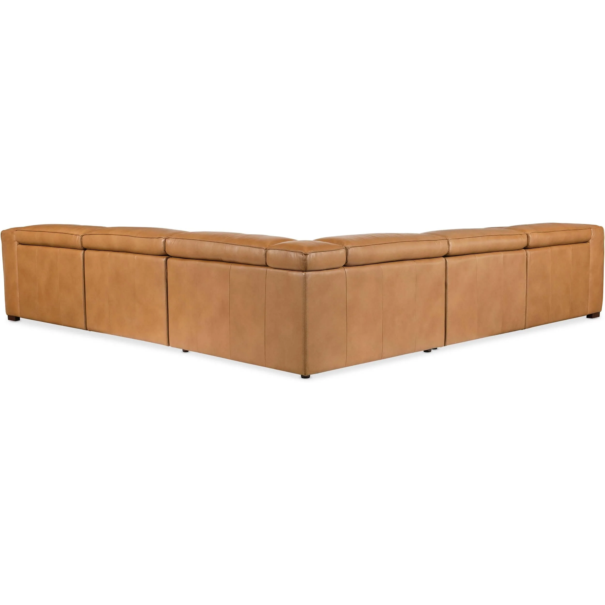 Fresco 5 Seat Power Leather Sectional, Zen Caramel - Image 3