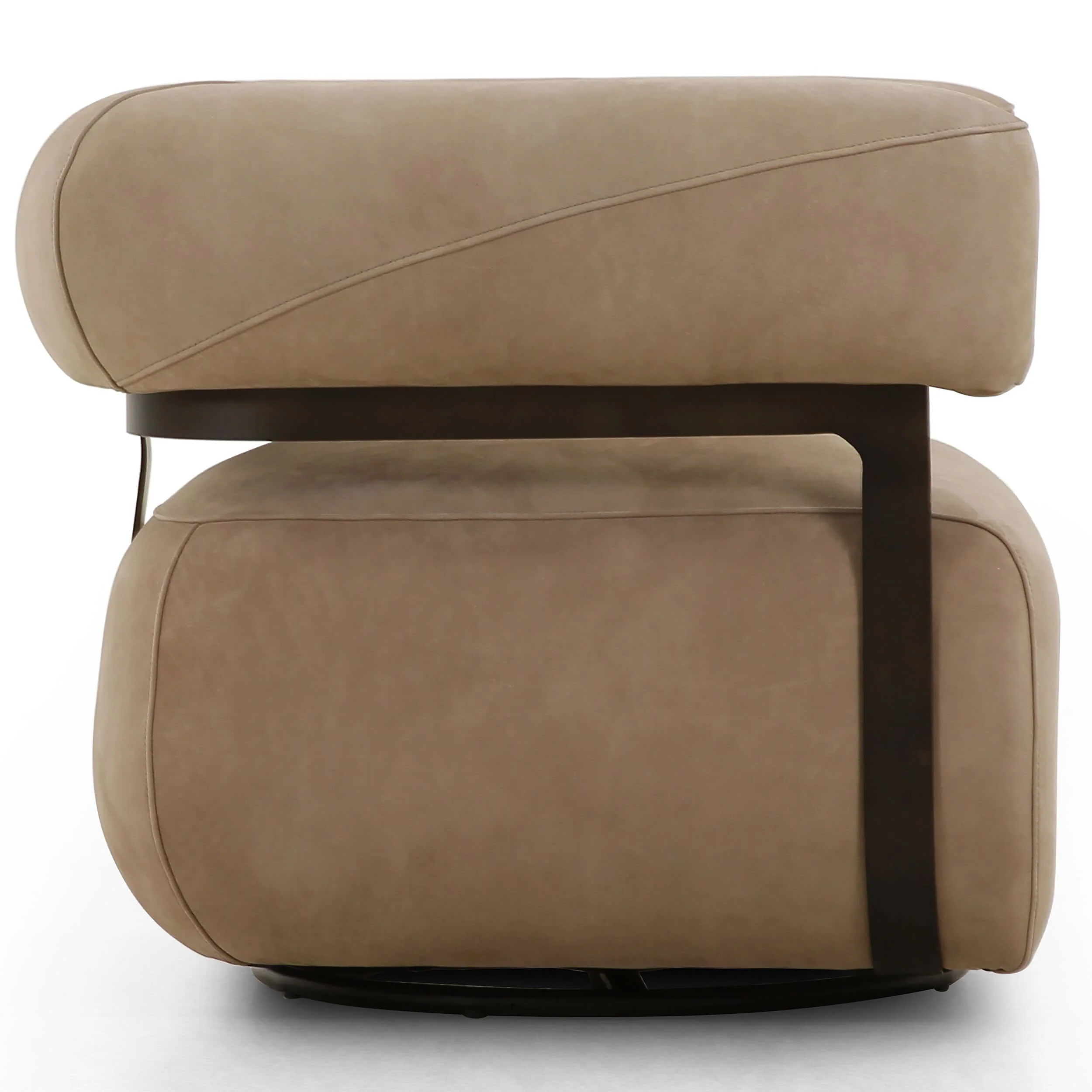 Gareth Leather Swivel Chair, Nubuck Silver - Image 2