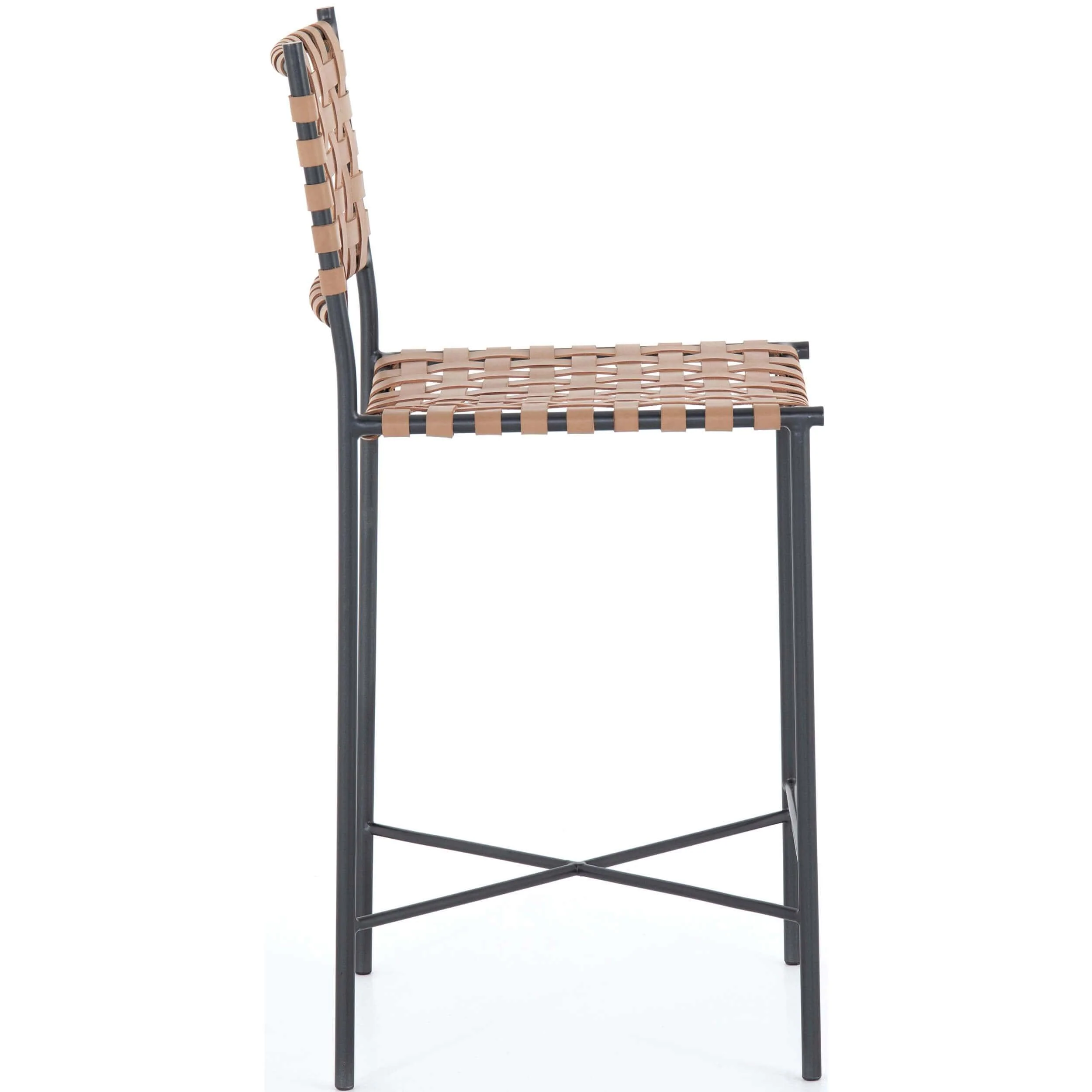Garza Leather Counter Stool, Natural by Four Hands - Image 3