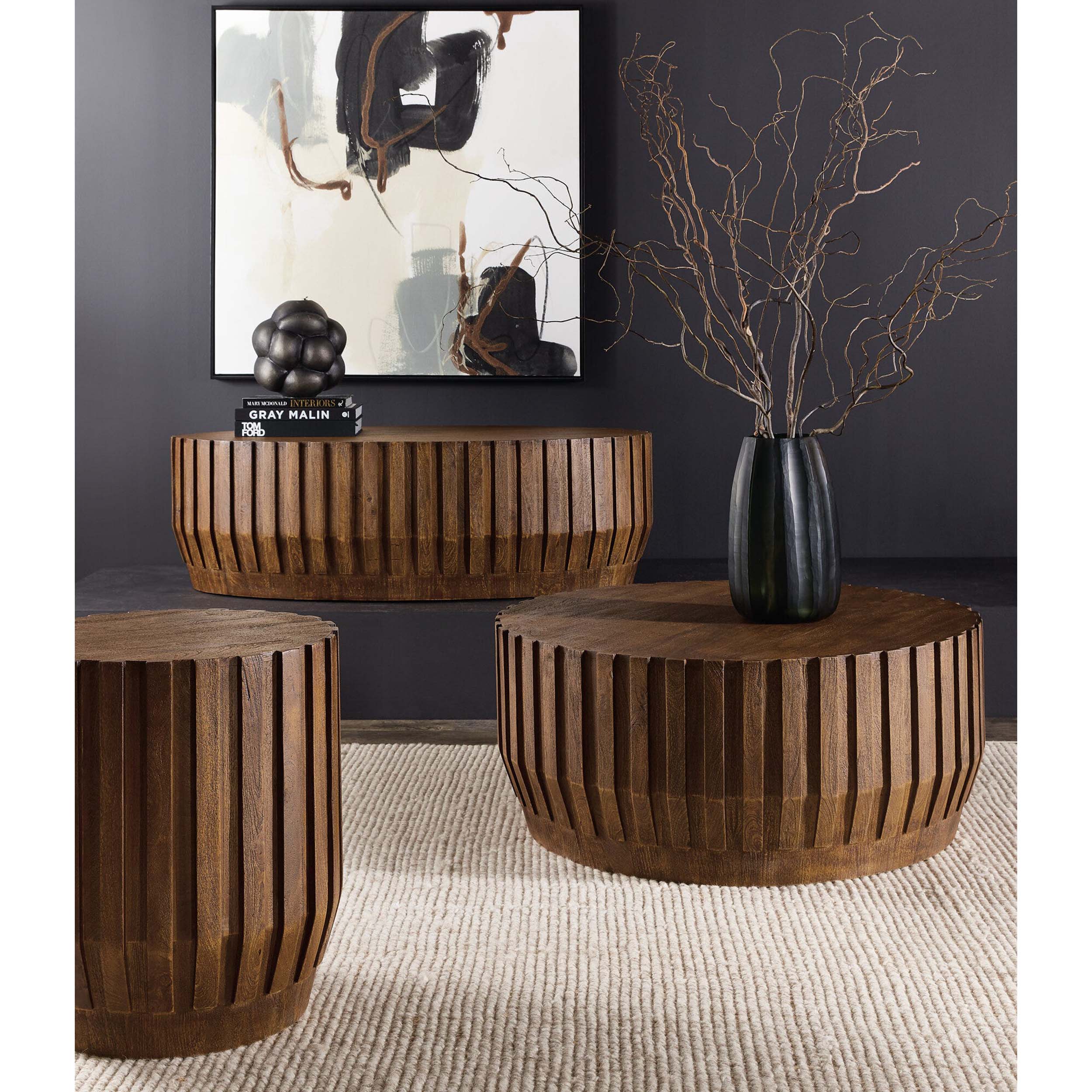 Gears Round End Table, Natural Medium - Image 4