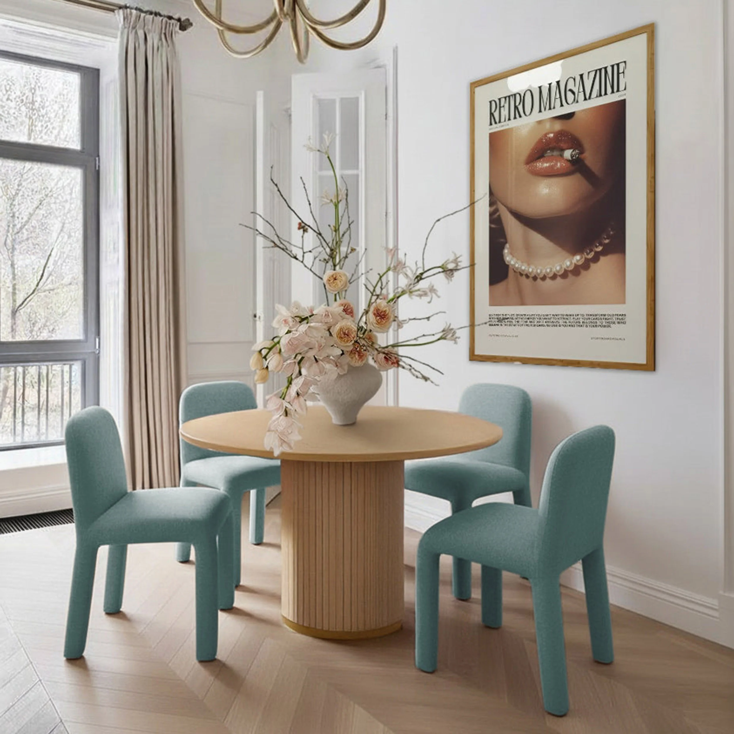 Georgia Chenille Dining Chair, Light Blue - Image 6