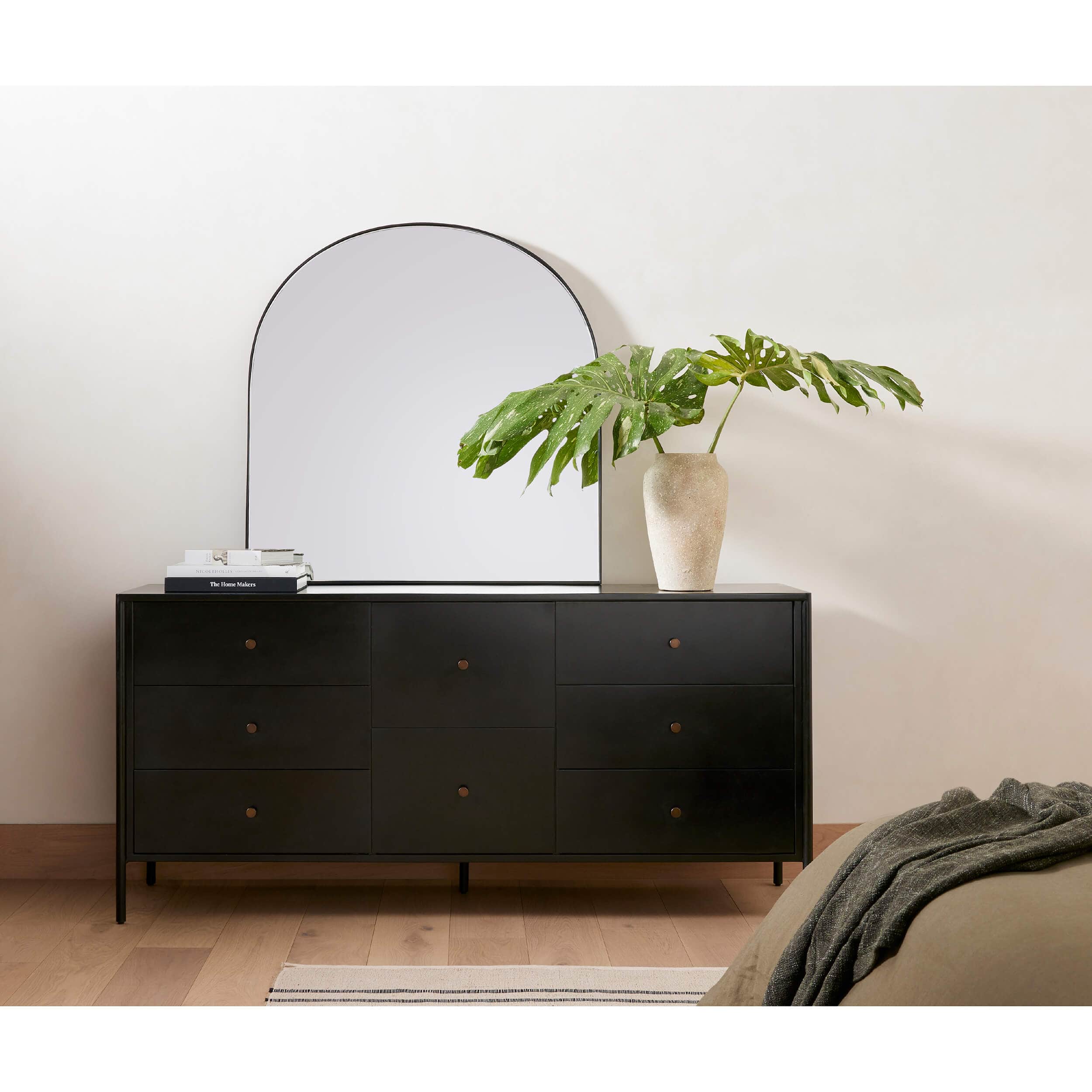 Georgina Wide Mirror, Matte Black by Four Hands - Image 4