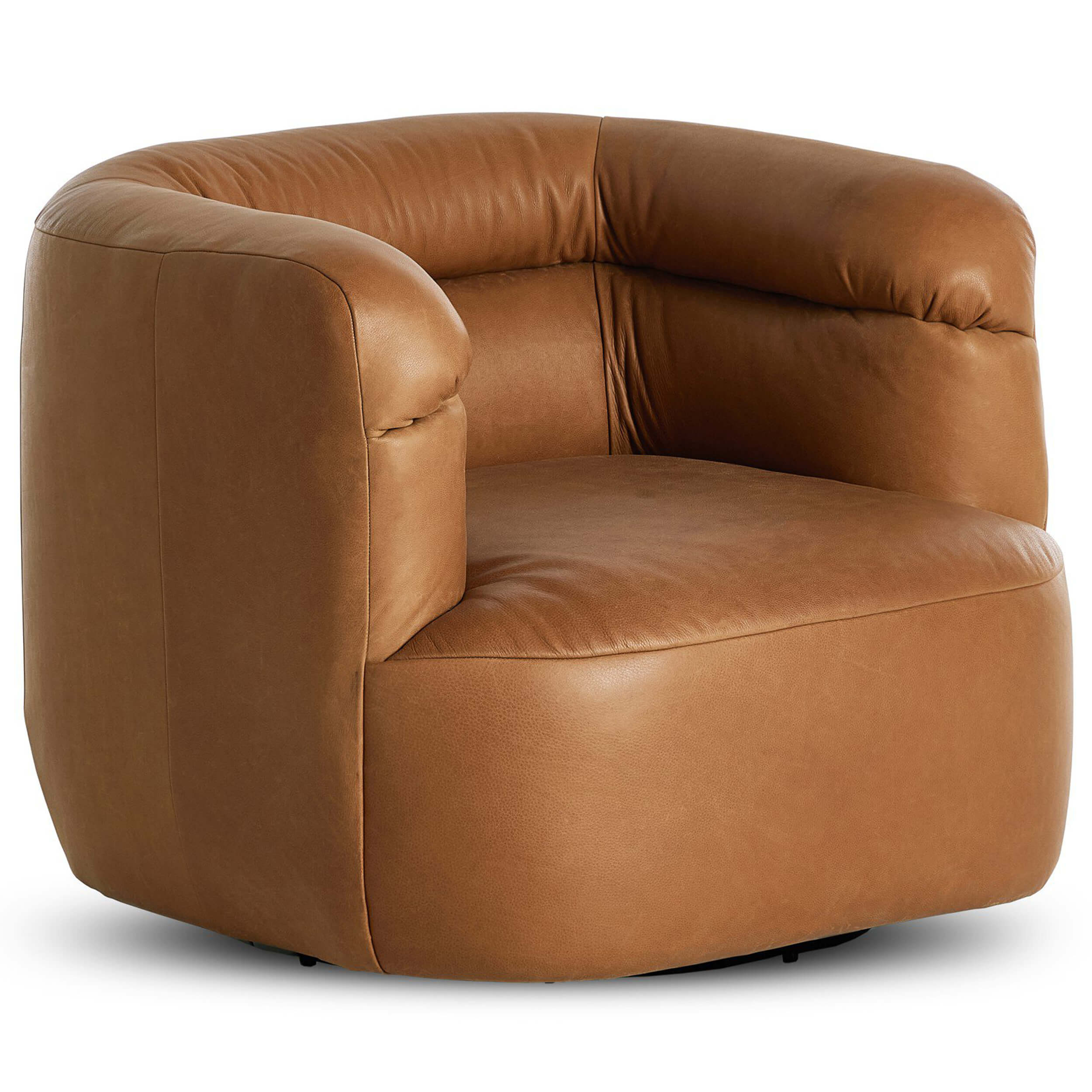 Gerrie Leather Swivel Chair, Brickhouse Butterscotch by Four Hands