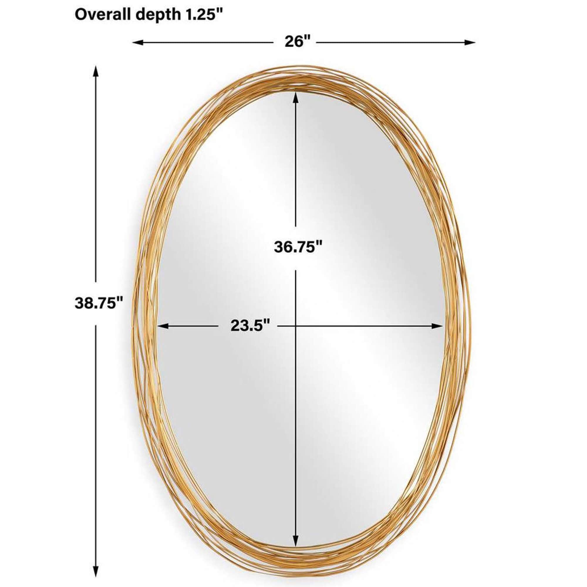 Gillian Oval Mirror, Brushed Gold - Image 4