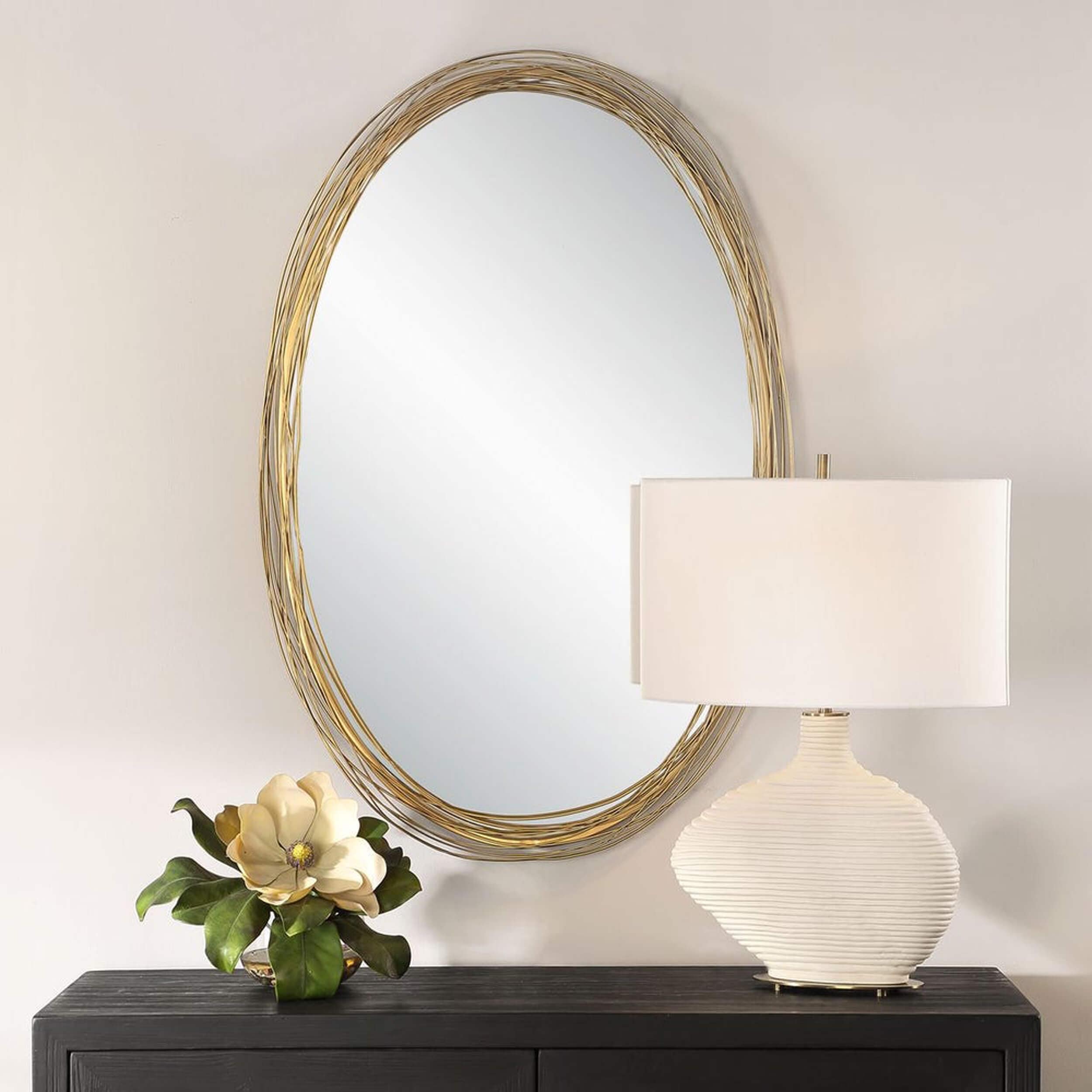 Gillian Oval Mirror, Brushed Gold - Image 5