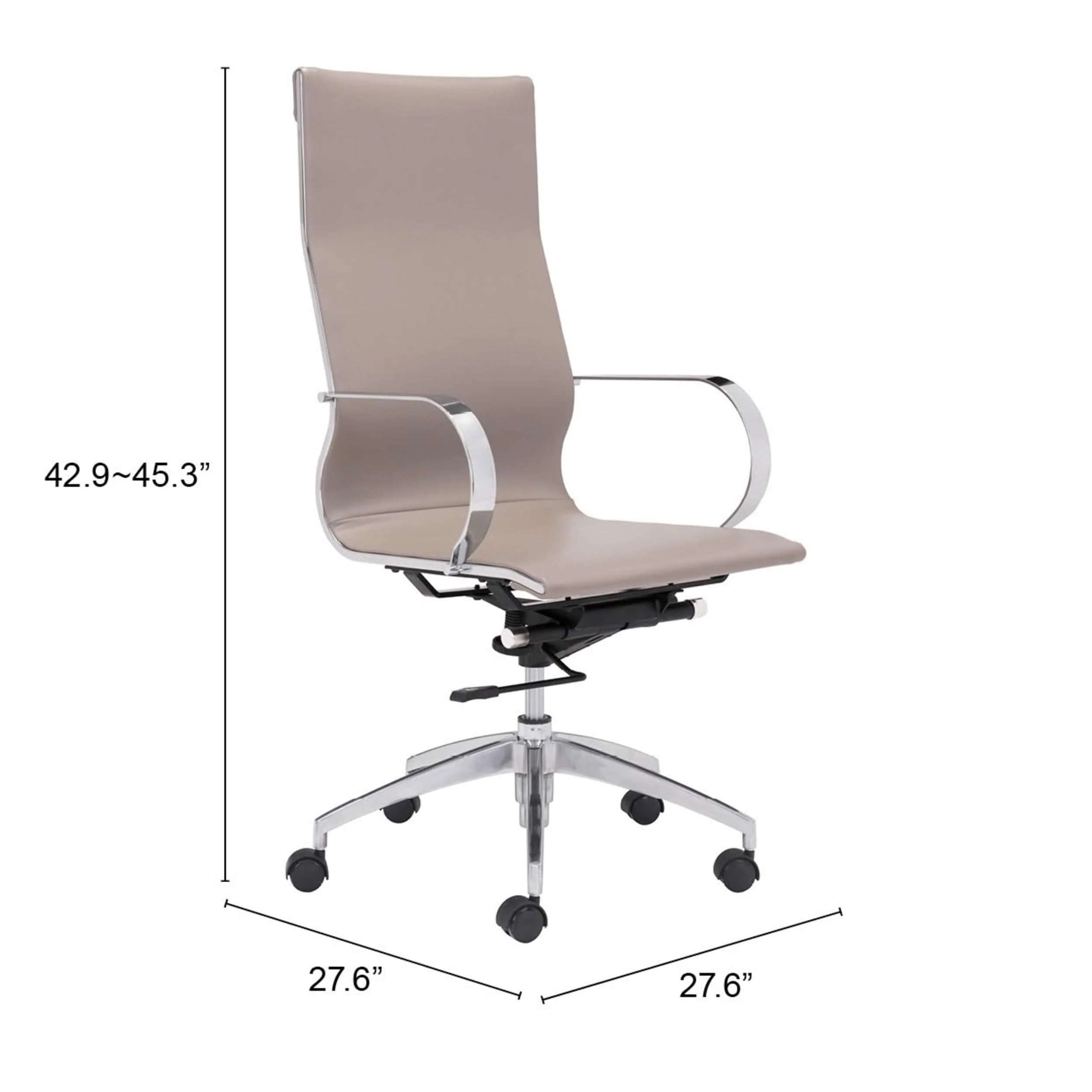 Glider High Back Office Chair, Taupe - Image 4