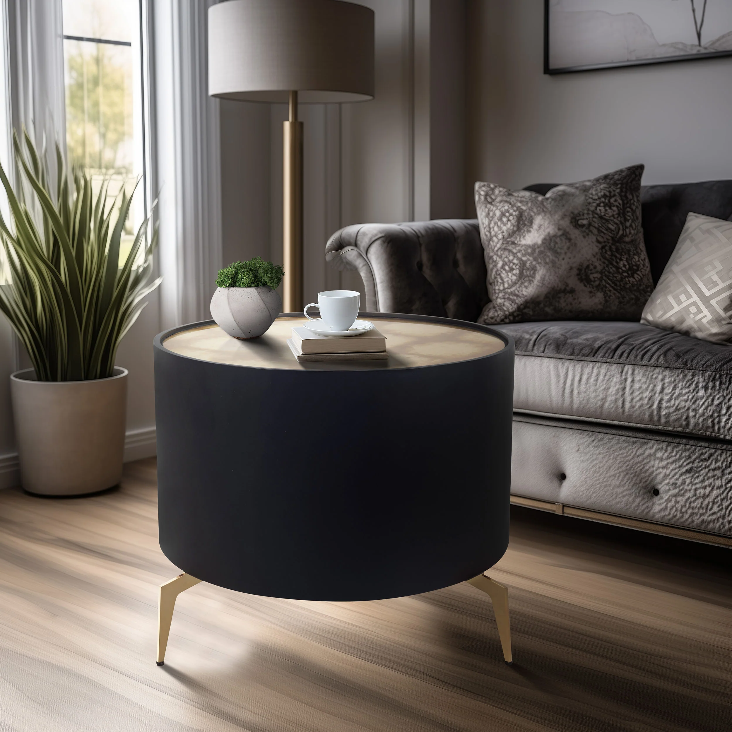Gold Leaf Top Side Table, Black - Image 6