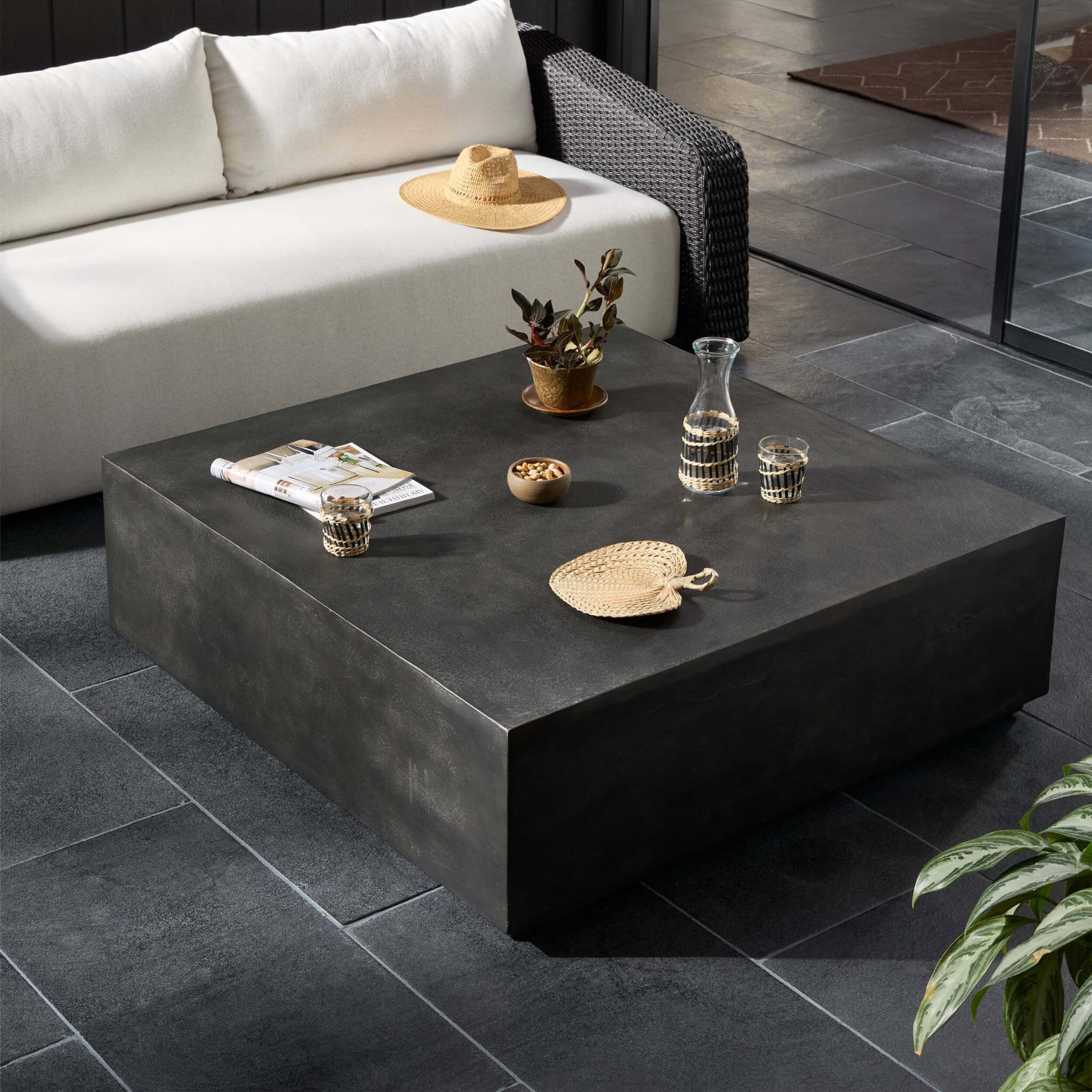 Graso Outdoor Square Coffee Table, Aged Grey by Four Hands - Image 4