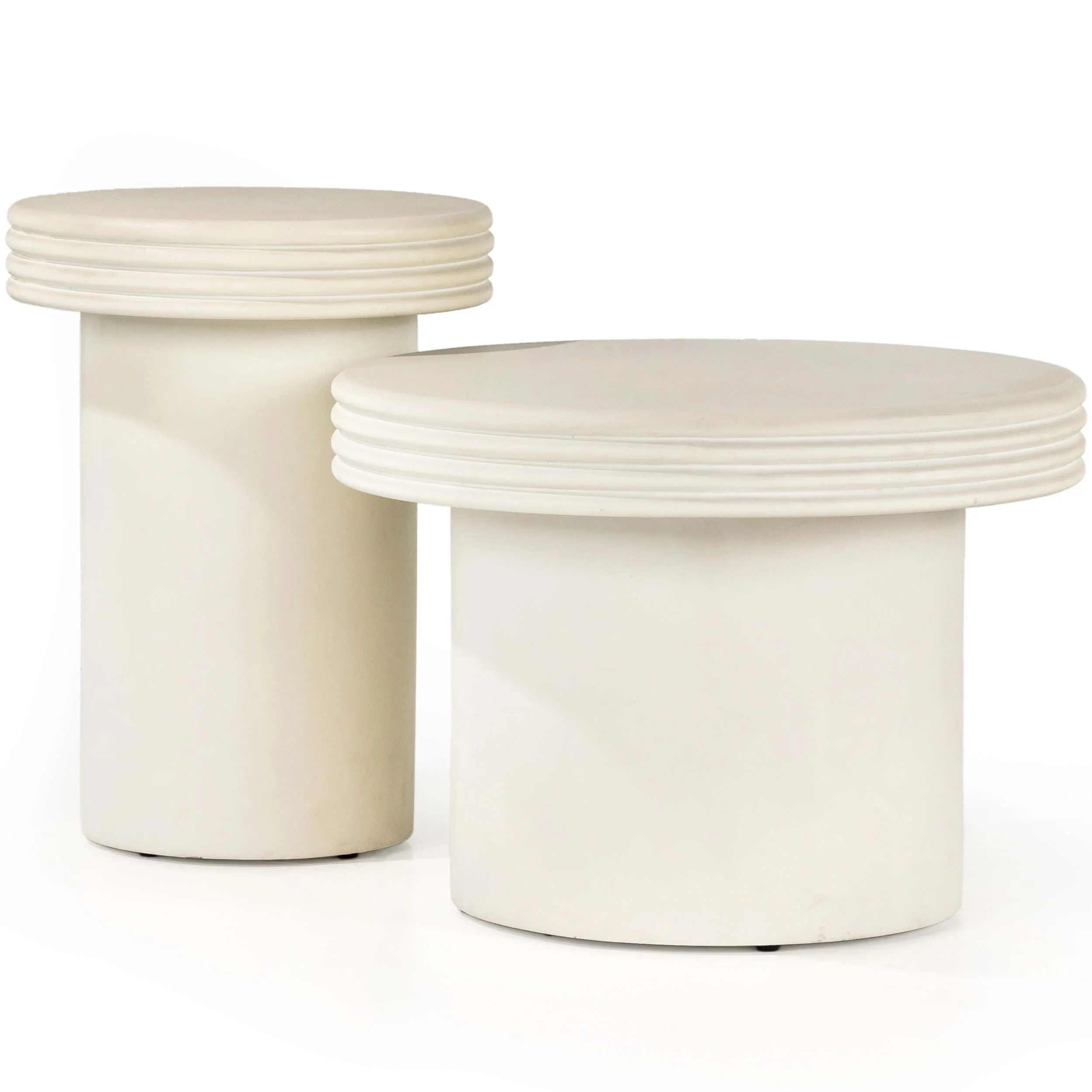 Grecia Outdoor Large End Table, White Concrete by Four Hands - Image 5