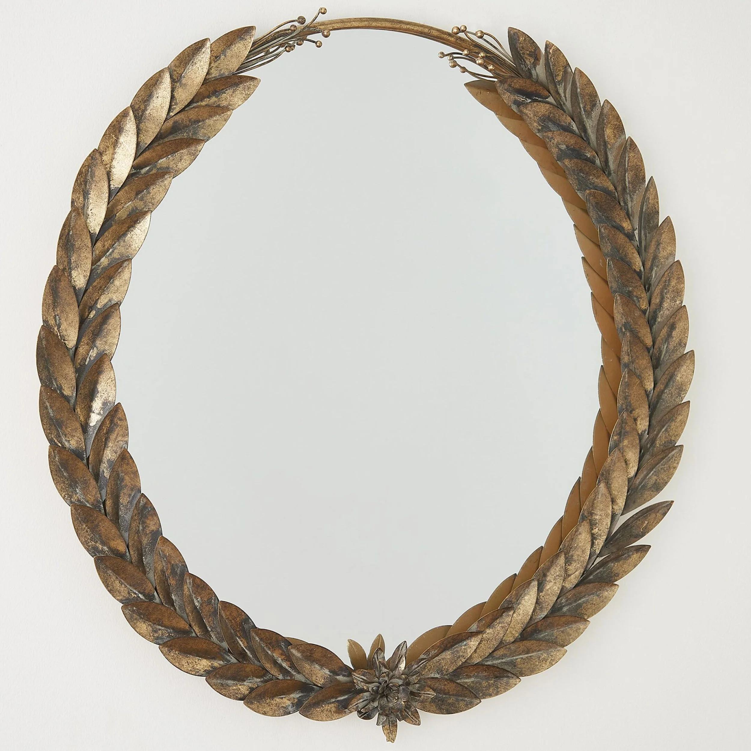 Greek Laurel Round Mirror, Antique Gold - Image 2
