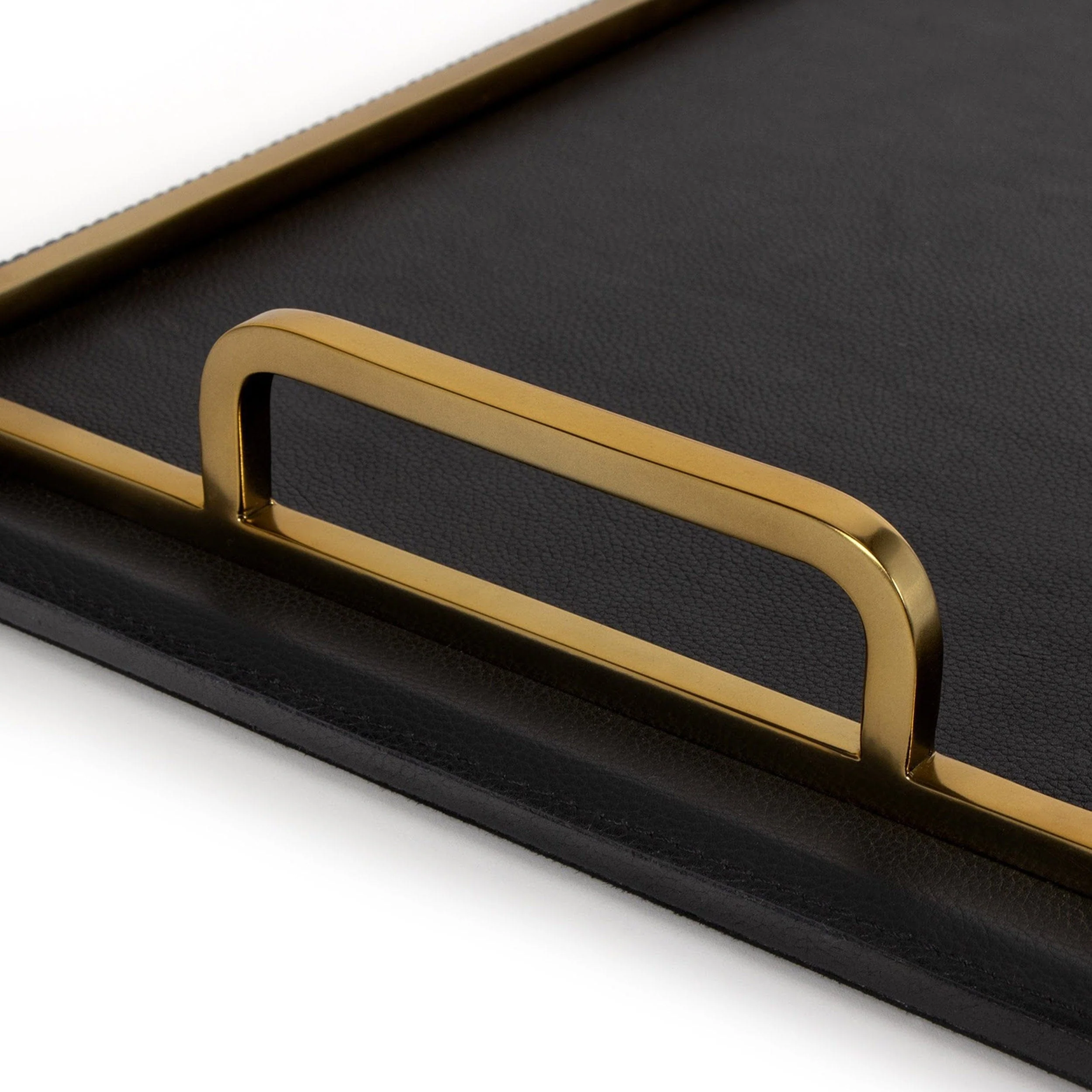 Greyson Leather Rectangle Tray, Natural Brass - Image 6