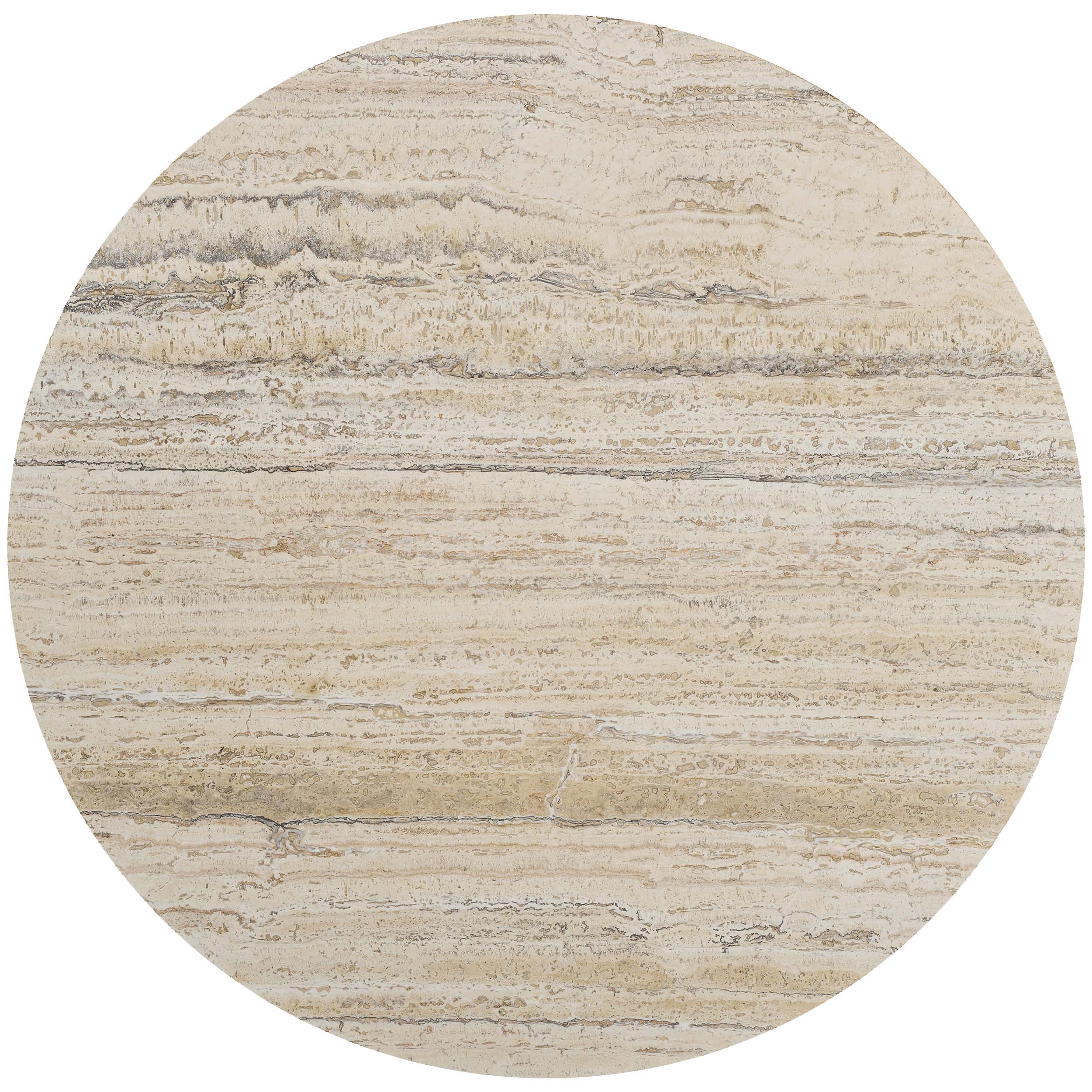 Griffith Park Round Dining Table, White Travertine - Image 3