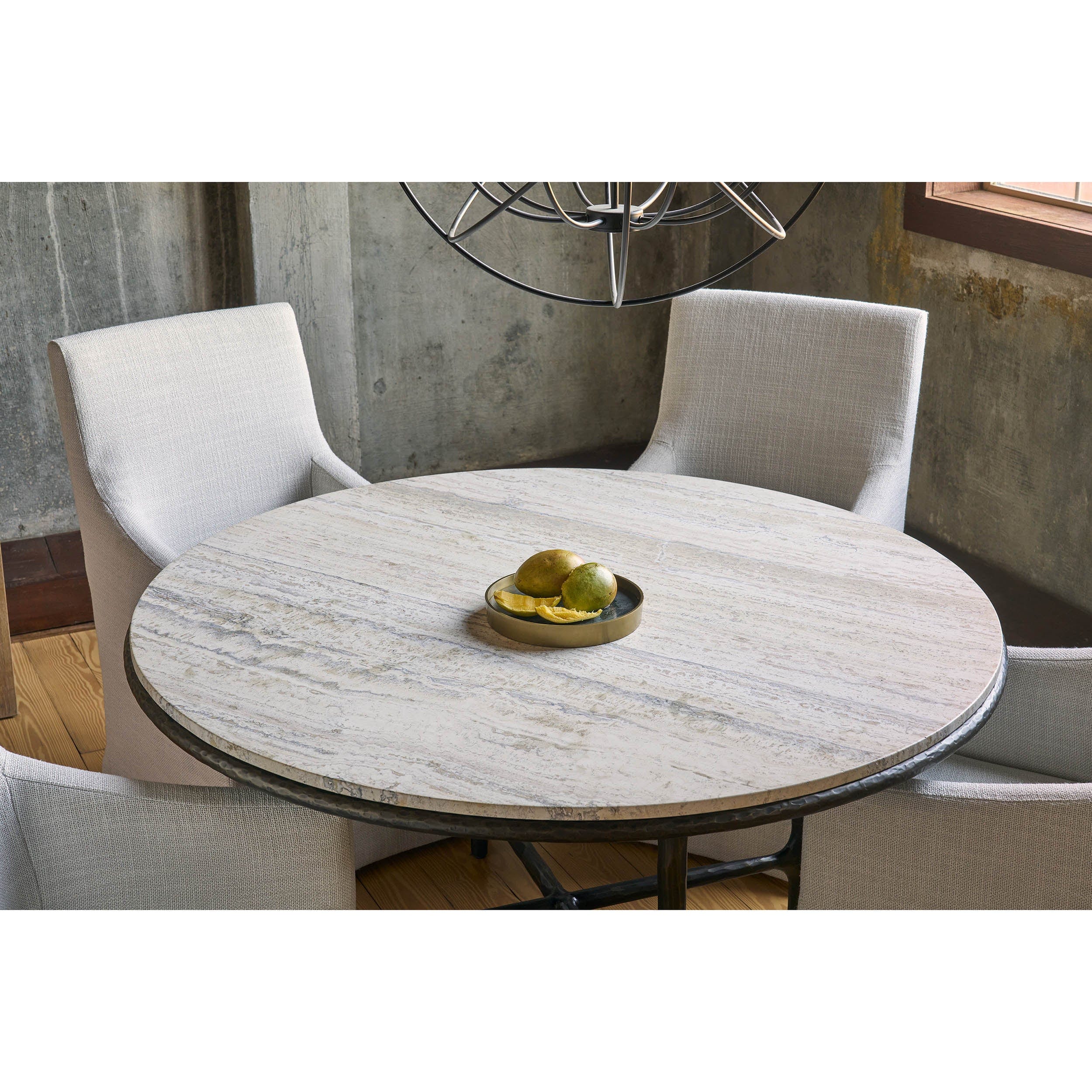 Griffith Park Round Dining Table, White Travertine - Image 4