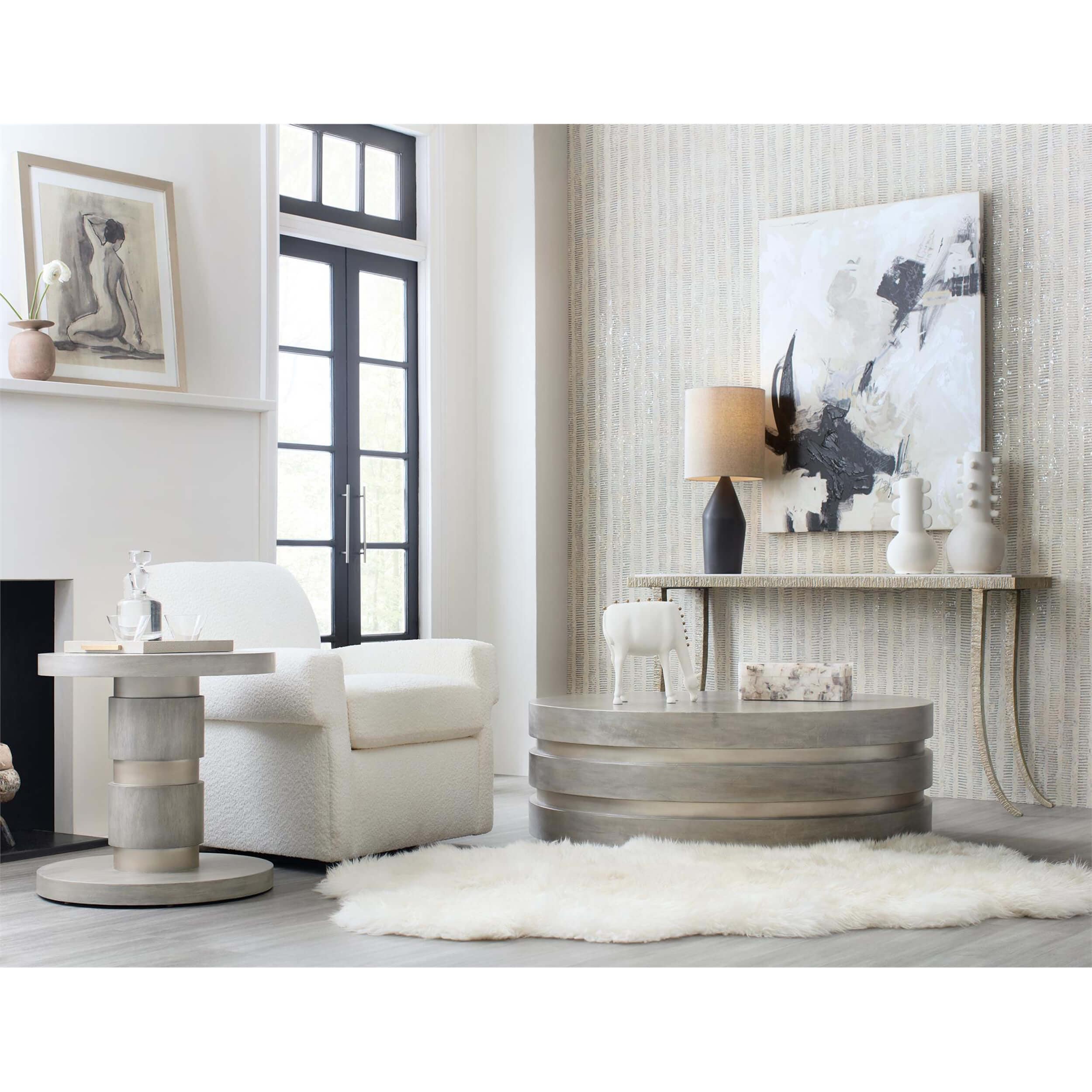 Guilded Accent Table, Gray - Image 3