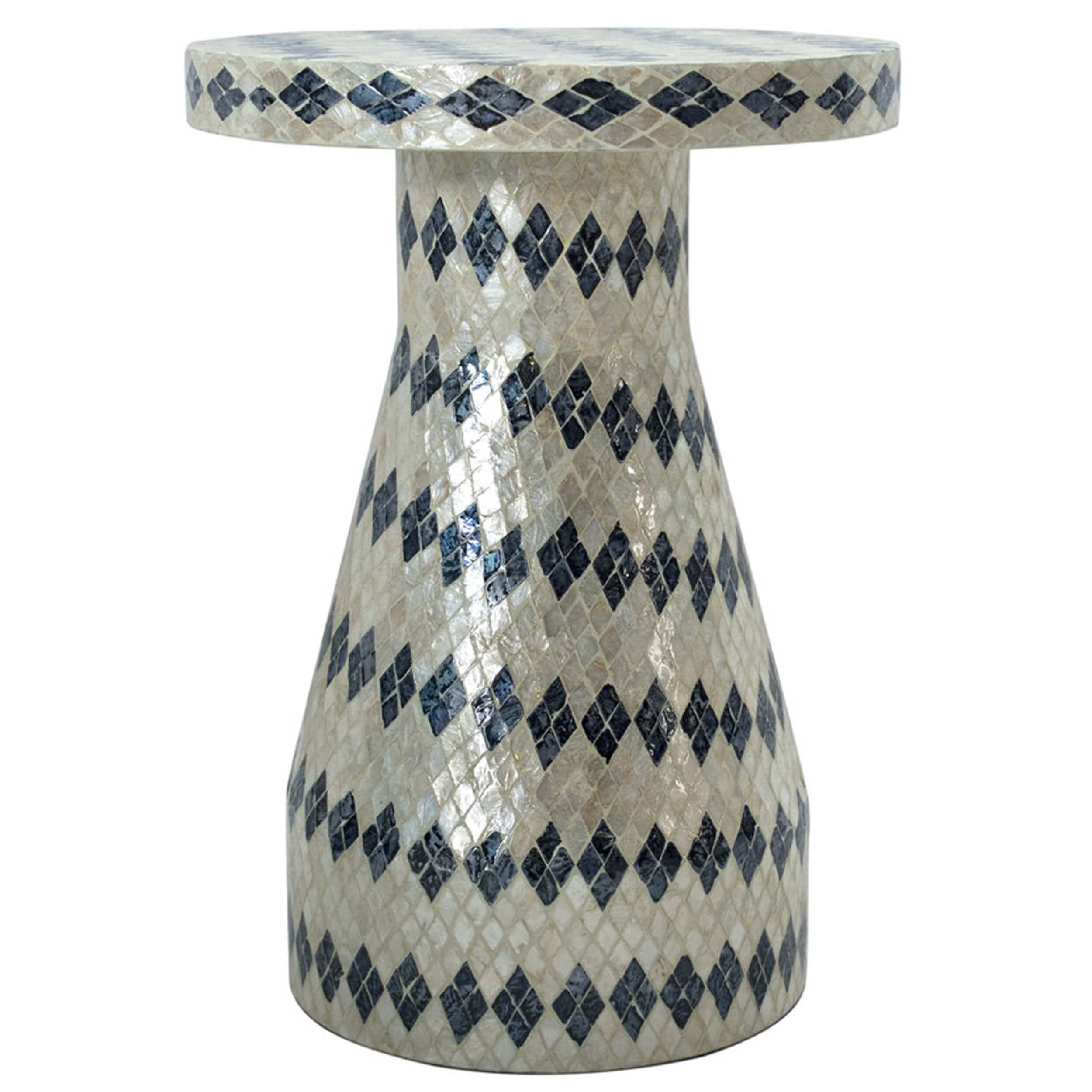 Halio Checkered Side Table, Cream/Blue - Image 2