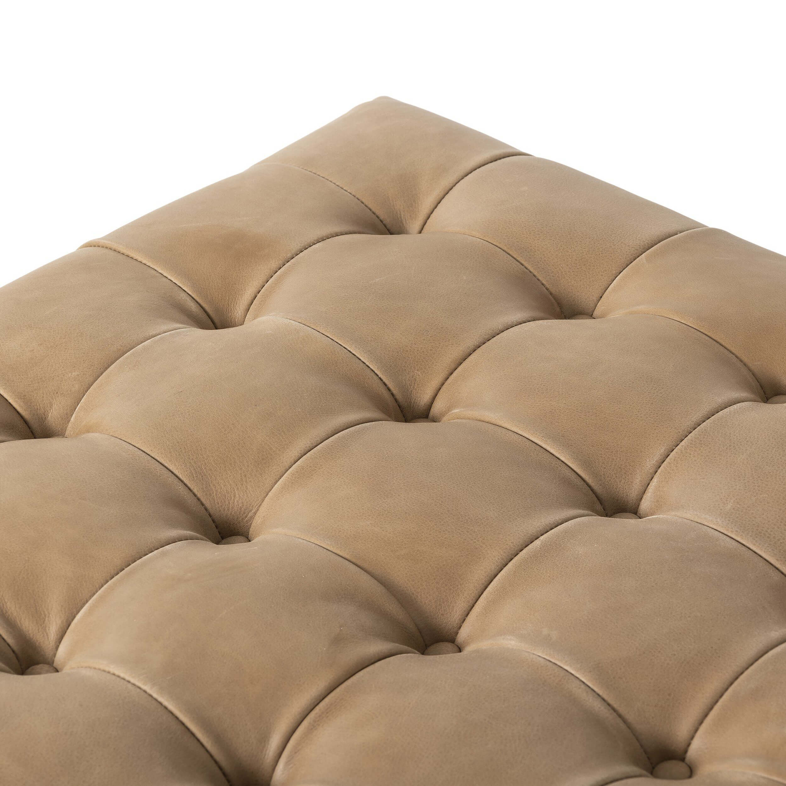 Halston Leather Cocktail Ottoman, Palermo Drift by Four Hands - Image 4