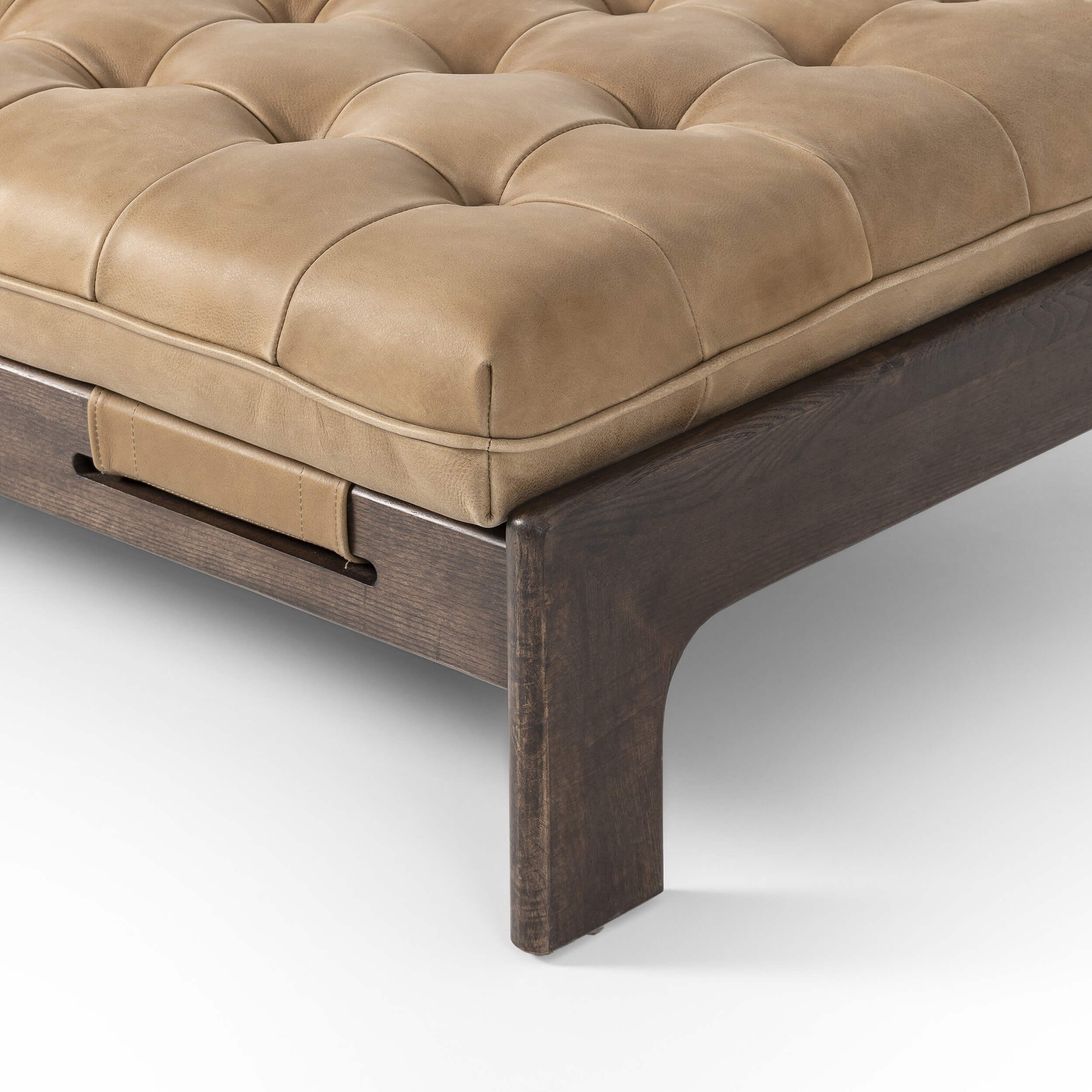 Halston Leather Cocktail Ottoman, Palermo Drift by Four Hands - Image 6