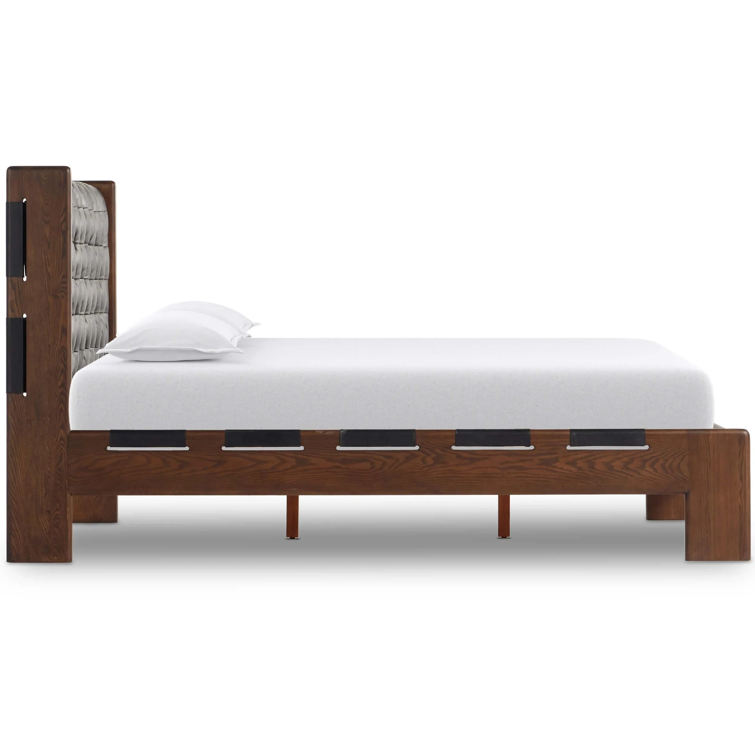 Halston Leather Bed, Heirloom Black by Four Hands - Image 3