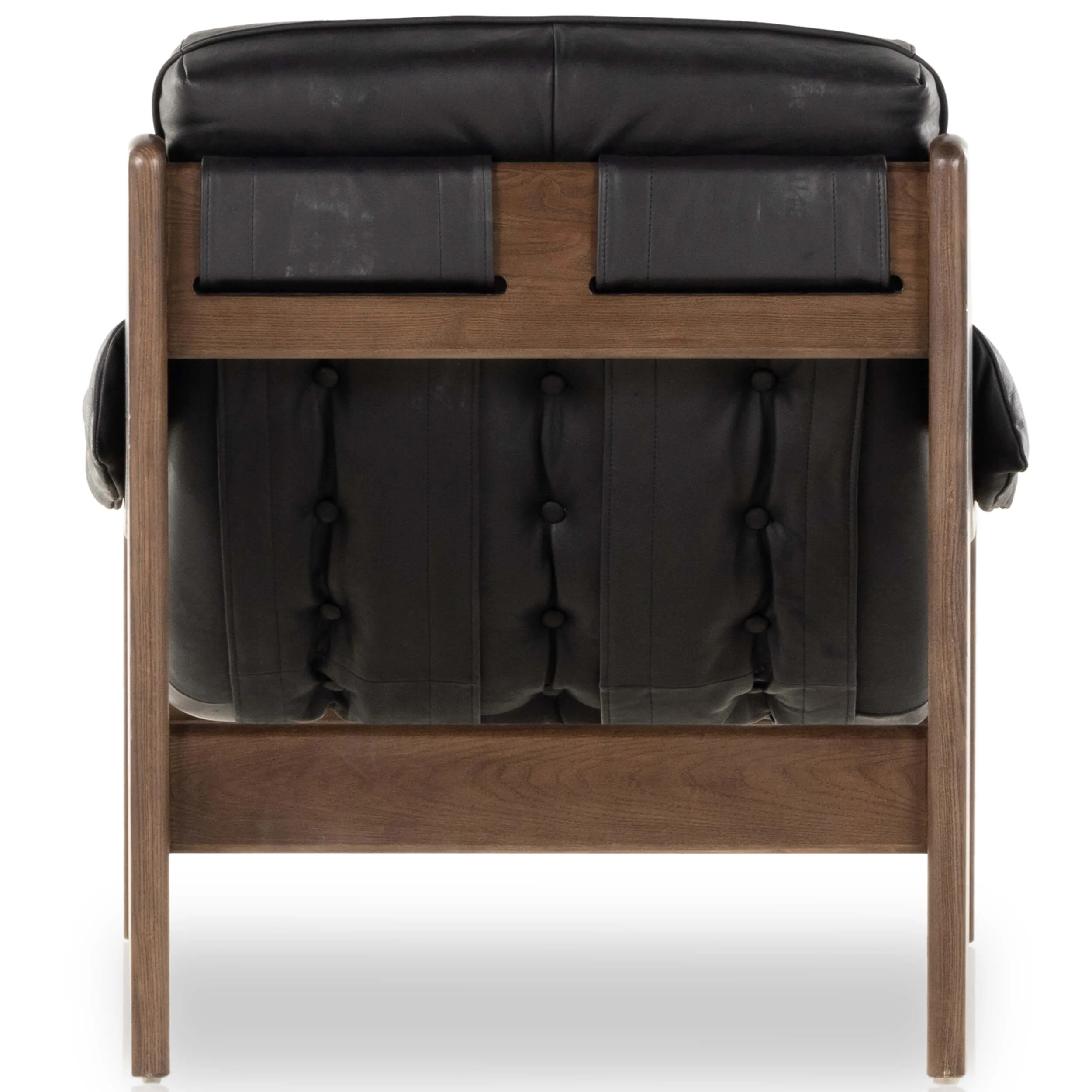 Halston Leather Chair, Heirloom Black by Four Hands - Image 3