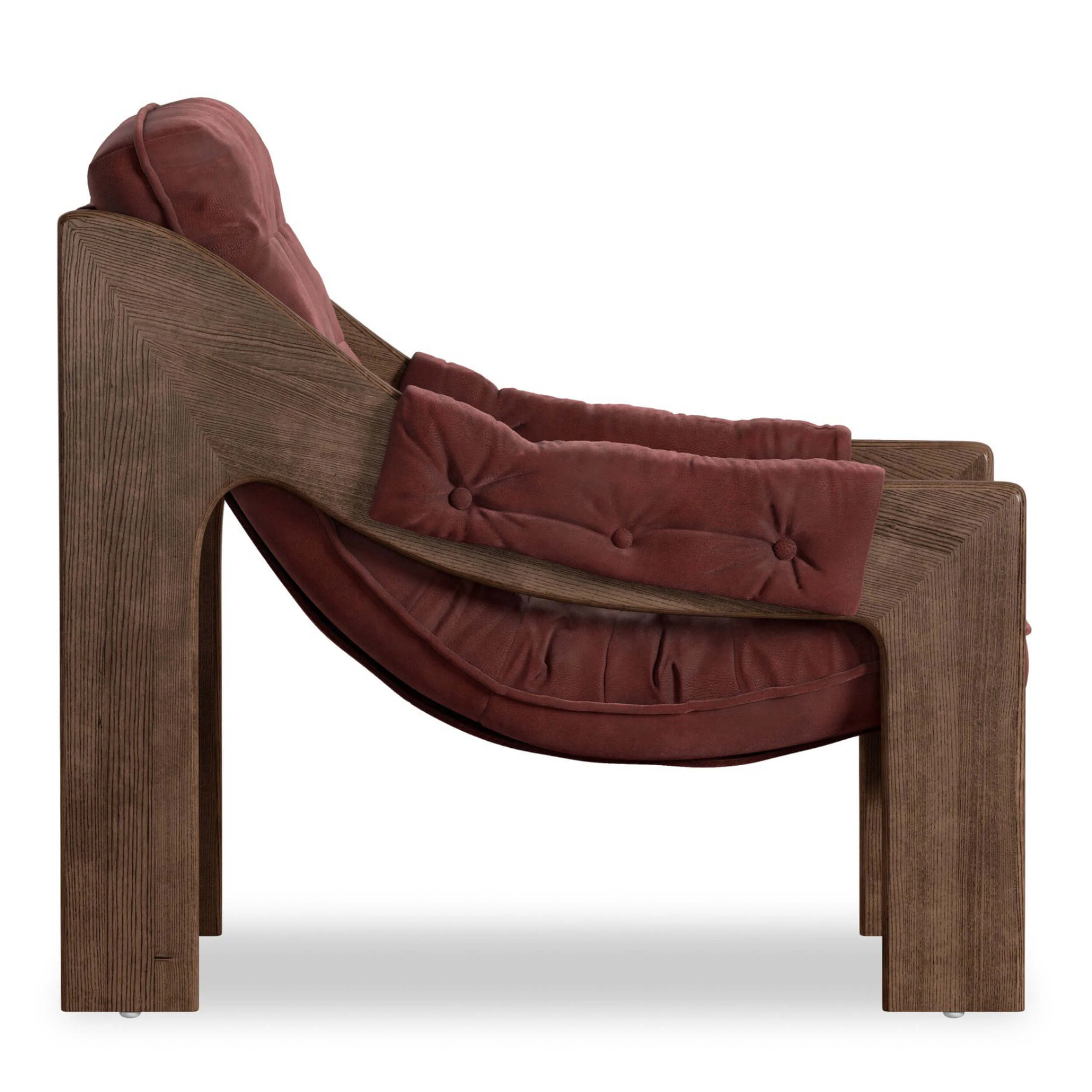 Halston Leather Chair, Nubuck Burgundy by Four Hands - Image 3