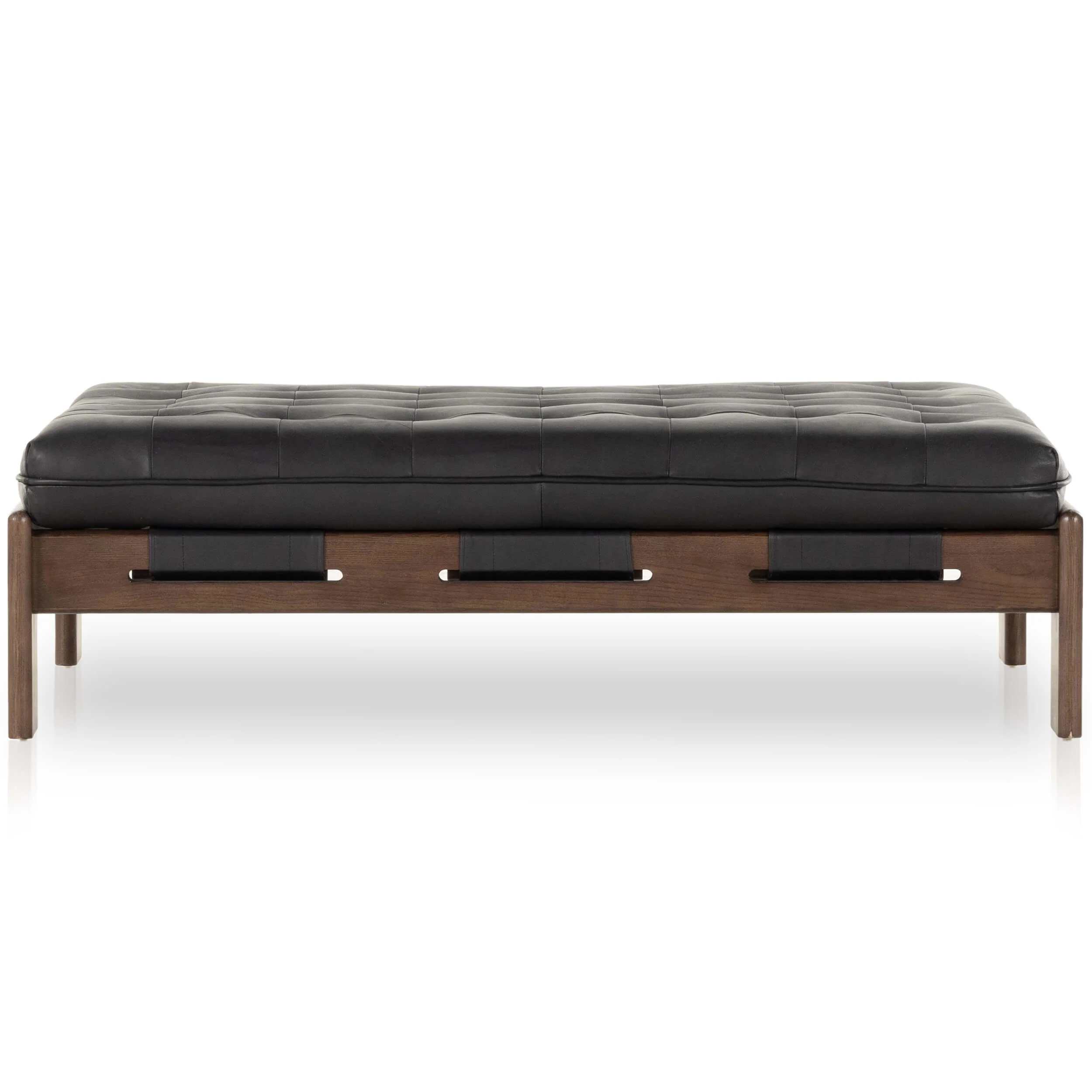 Halston Leather Cocktail Ottoman, Heirloom Black by Four Hands - Image 2