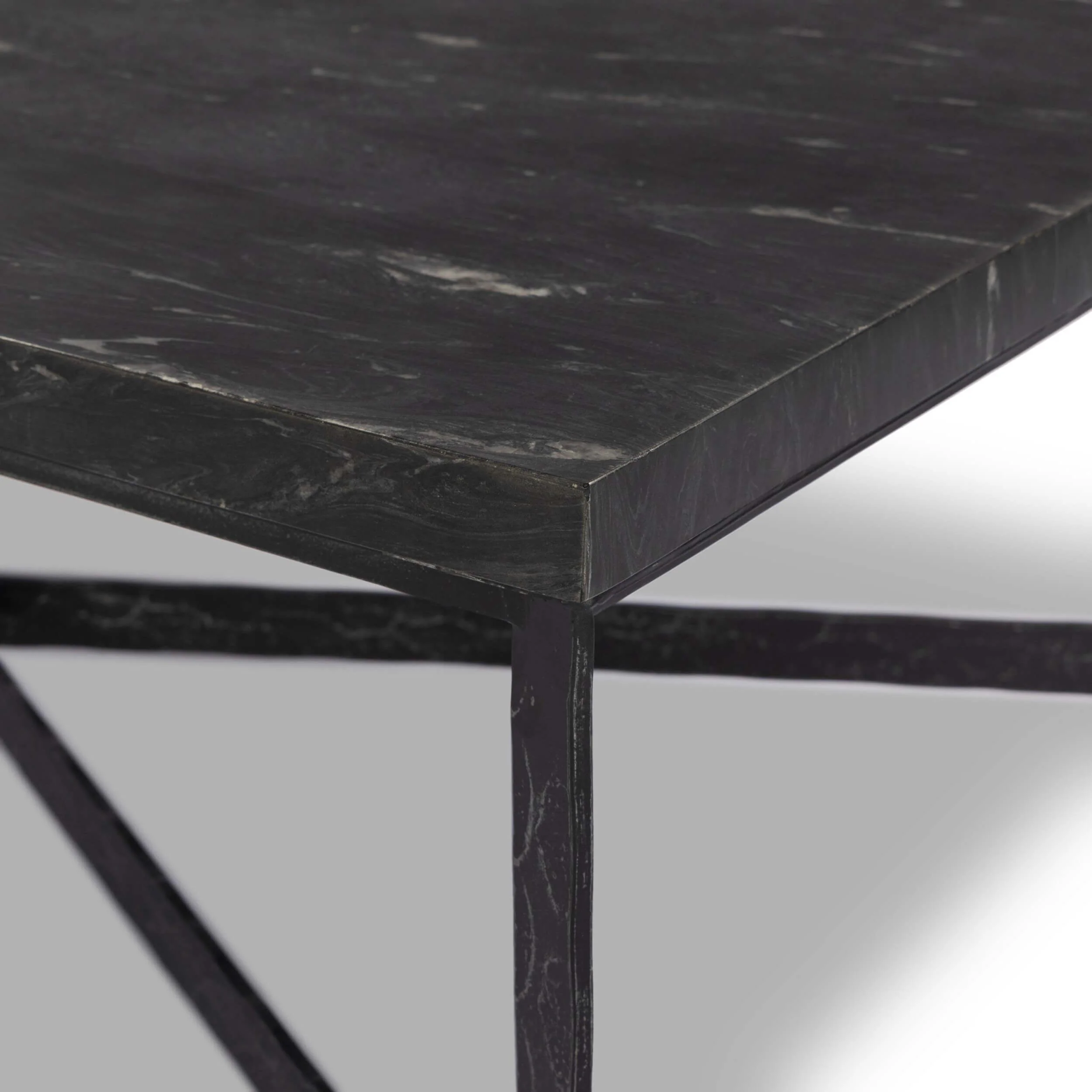 Hammered Iron Coffee Table, Charcoal Marble/Hammered Black by Four Hands - Image 5