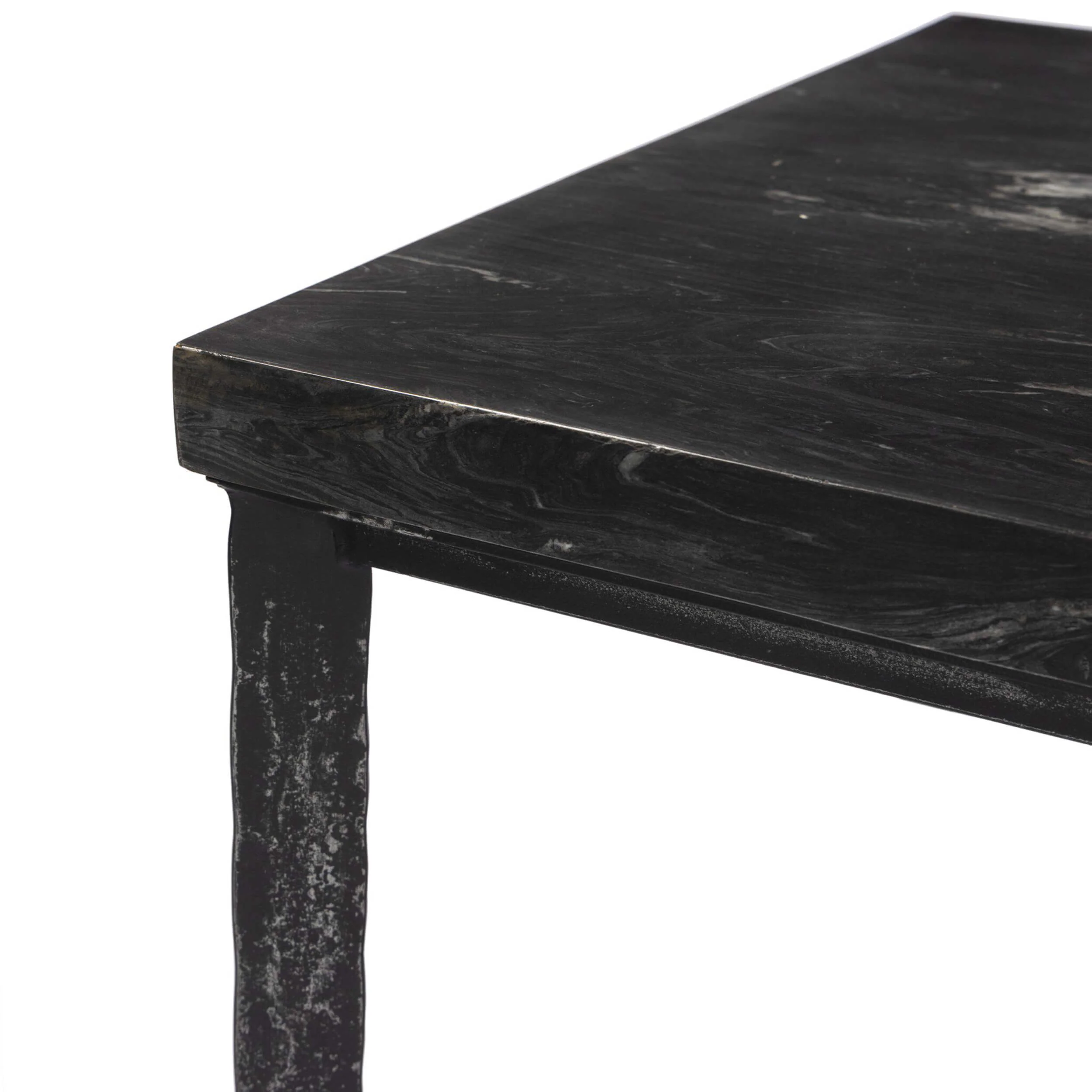 Hammered Iron Coffee Table, Charcoal Marble/Hammered Black by Four Hands - Image 7