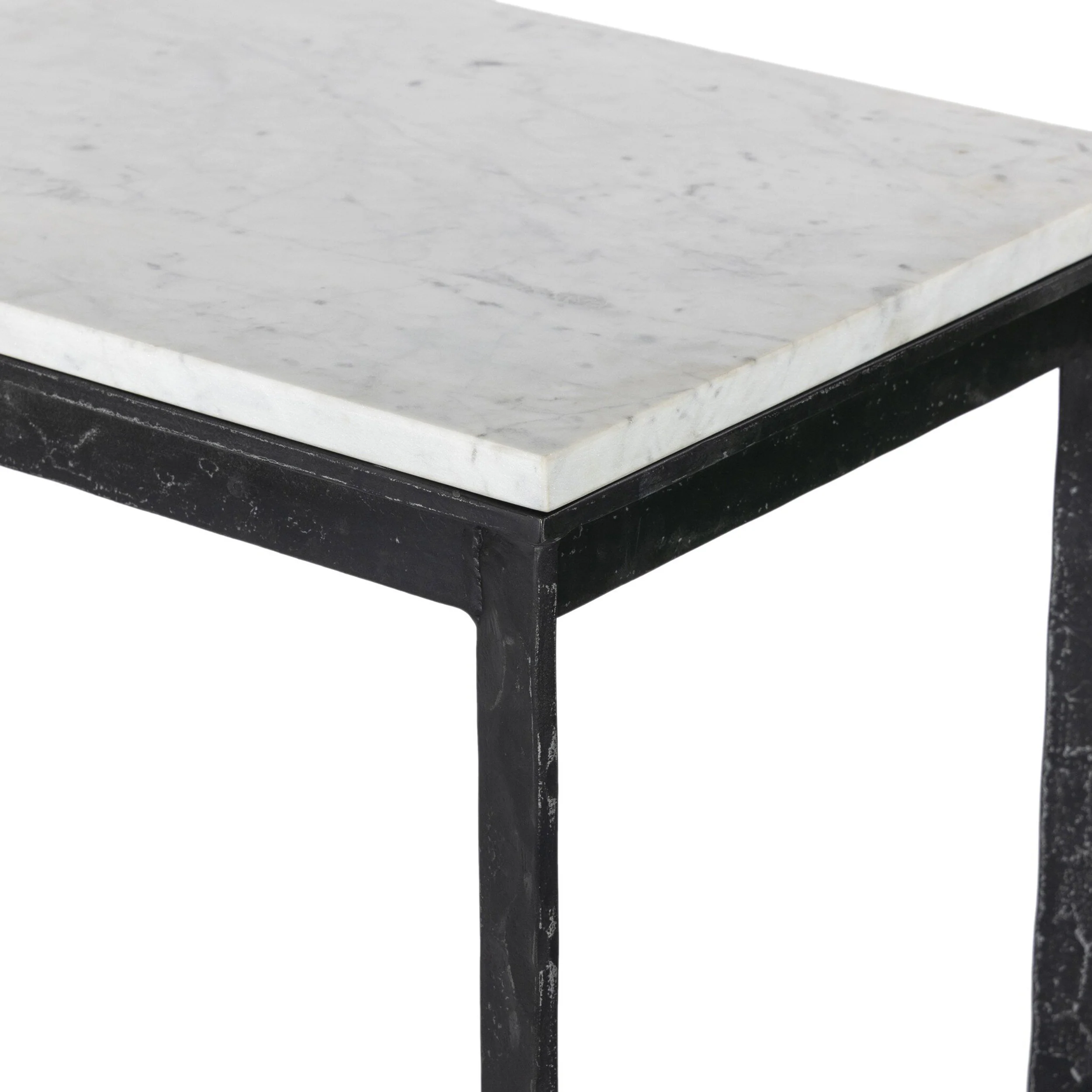 Hammered Iron Console Table, White Marble/Black by Four Hands - Image 4