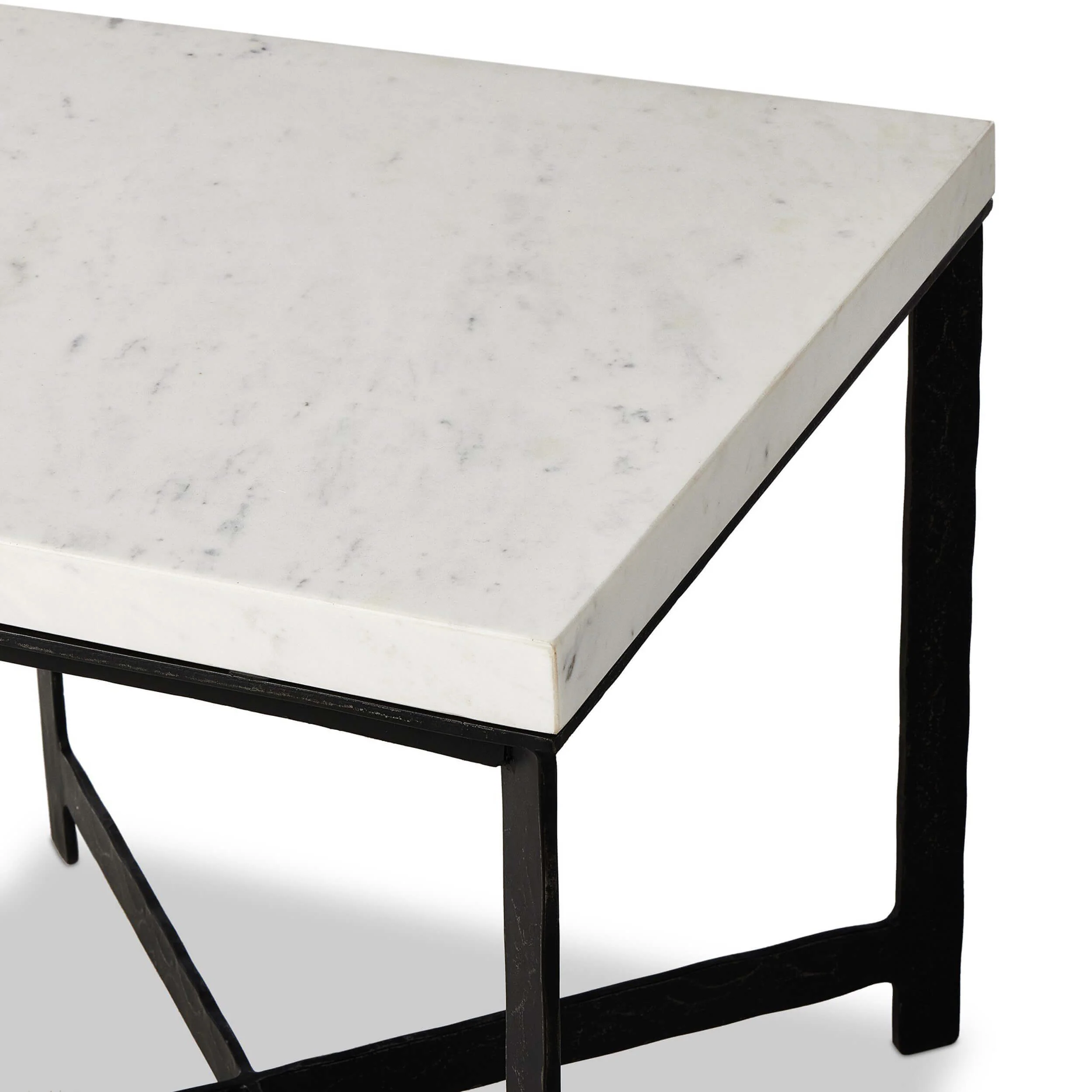 Hammered Iron End Table, White Marble/Hammered Black by Four Hands - Image 3