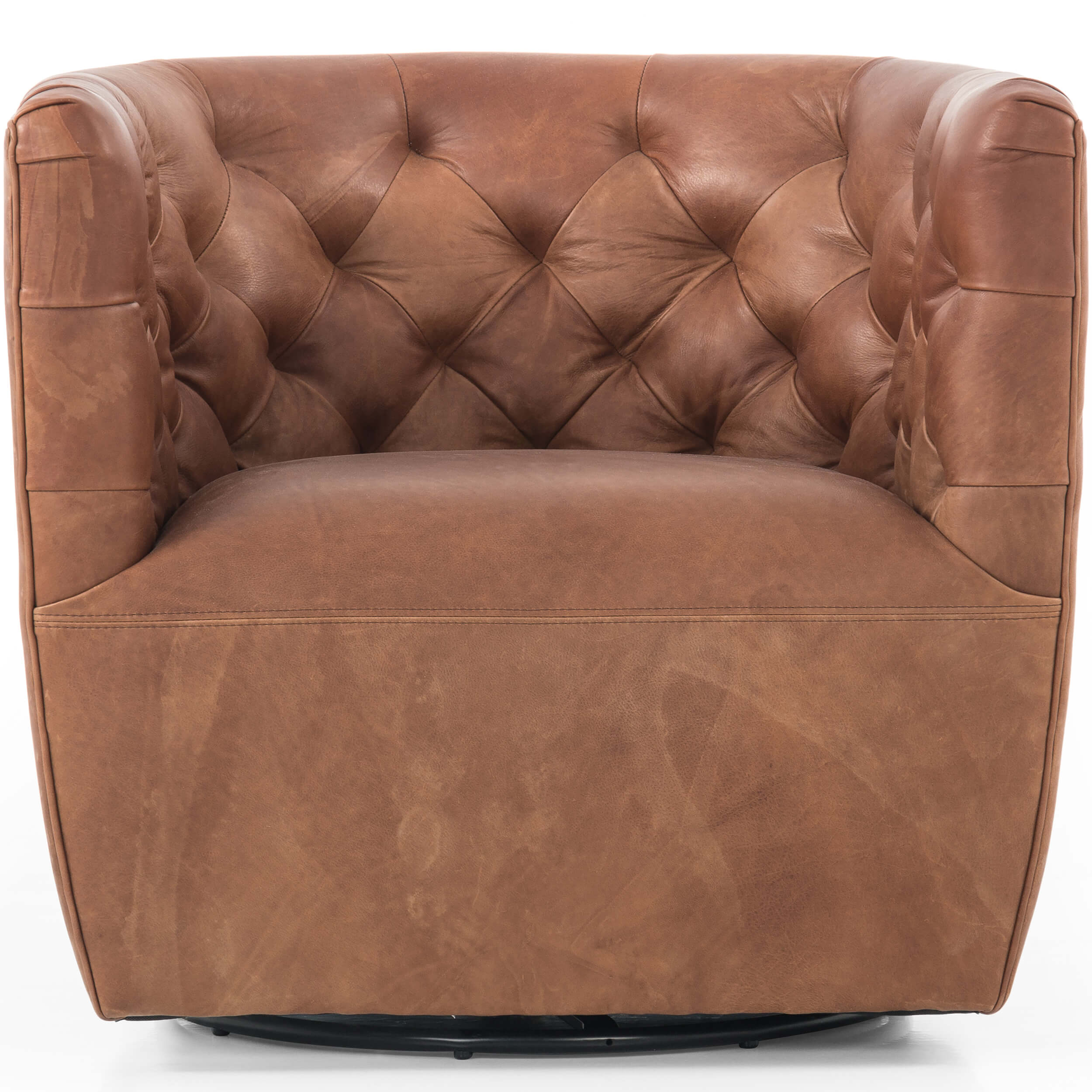 Hanover Leather Swivel Chair, Heirloom Sienna by Four Hands - Image 2