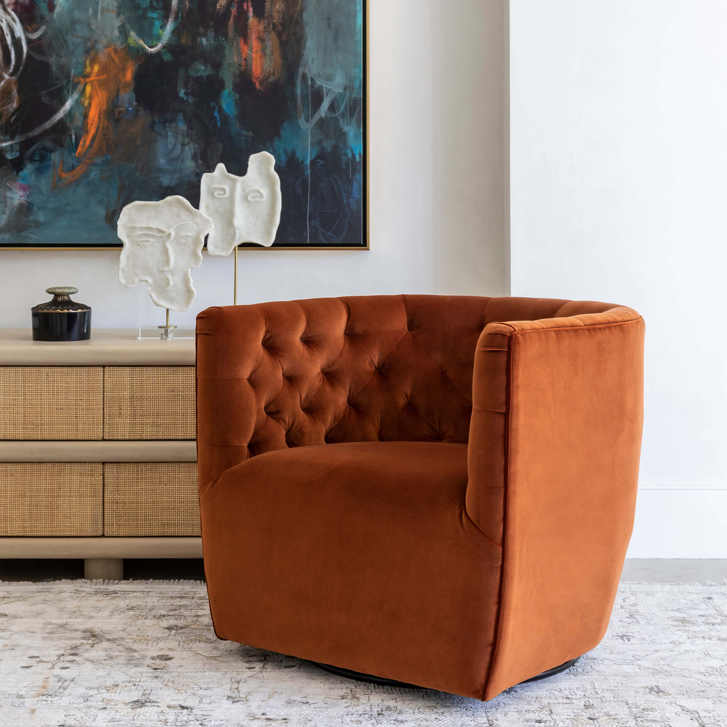 Hanover Swivel Chair, Sapphire Rust by Four Hands - Image 11