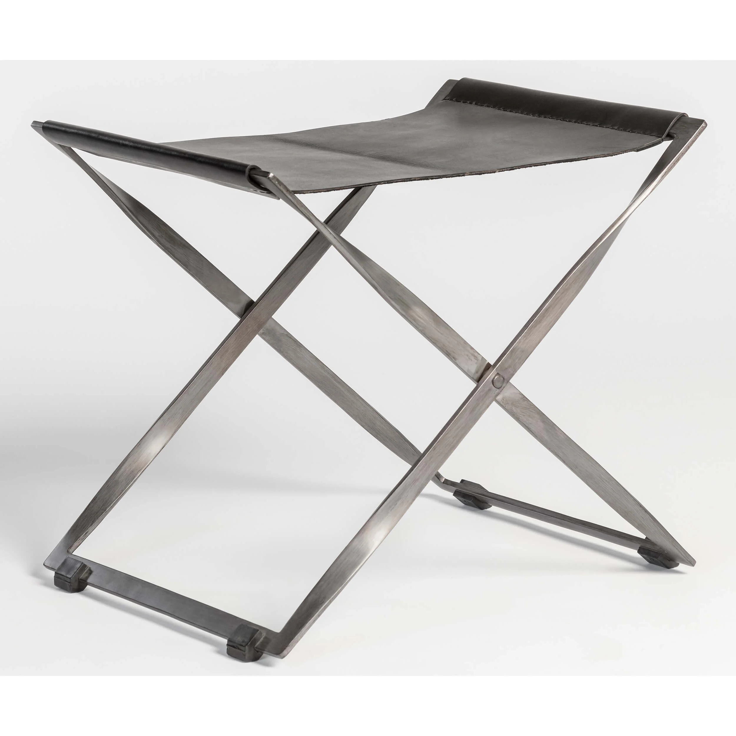 Harper Scissor Ottoman, Aged Obsidian/Burnished Riveria