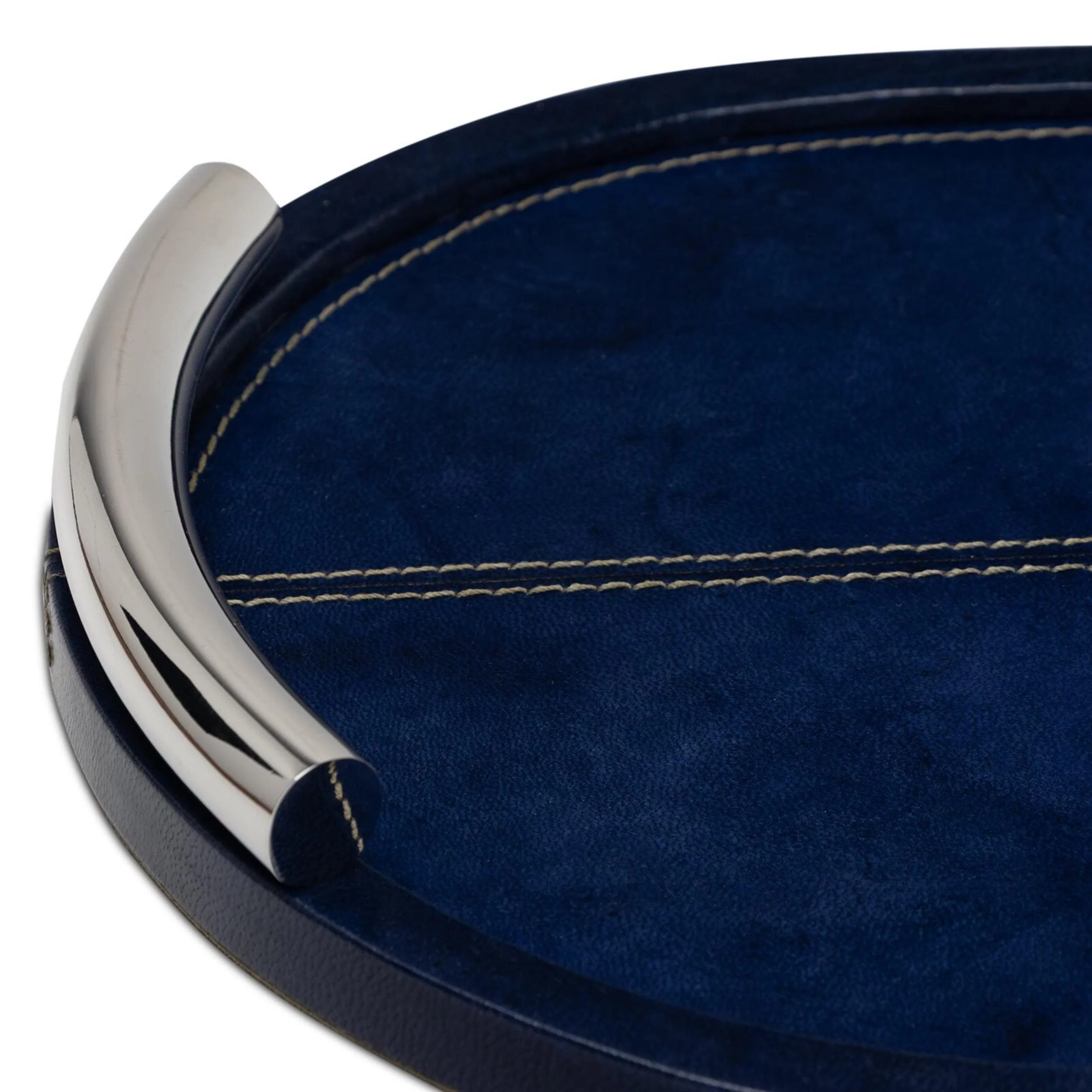 Hayes Leather Oval Tray, Blue - Image 2
